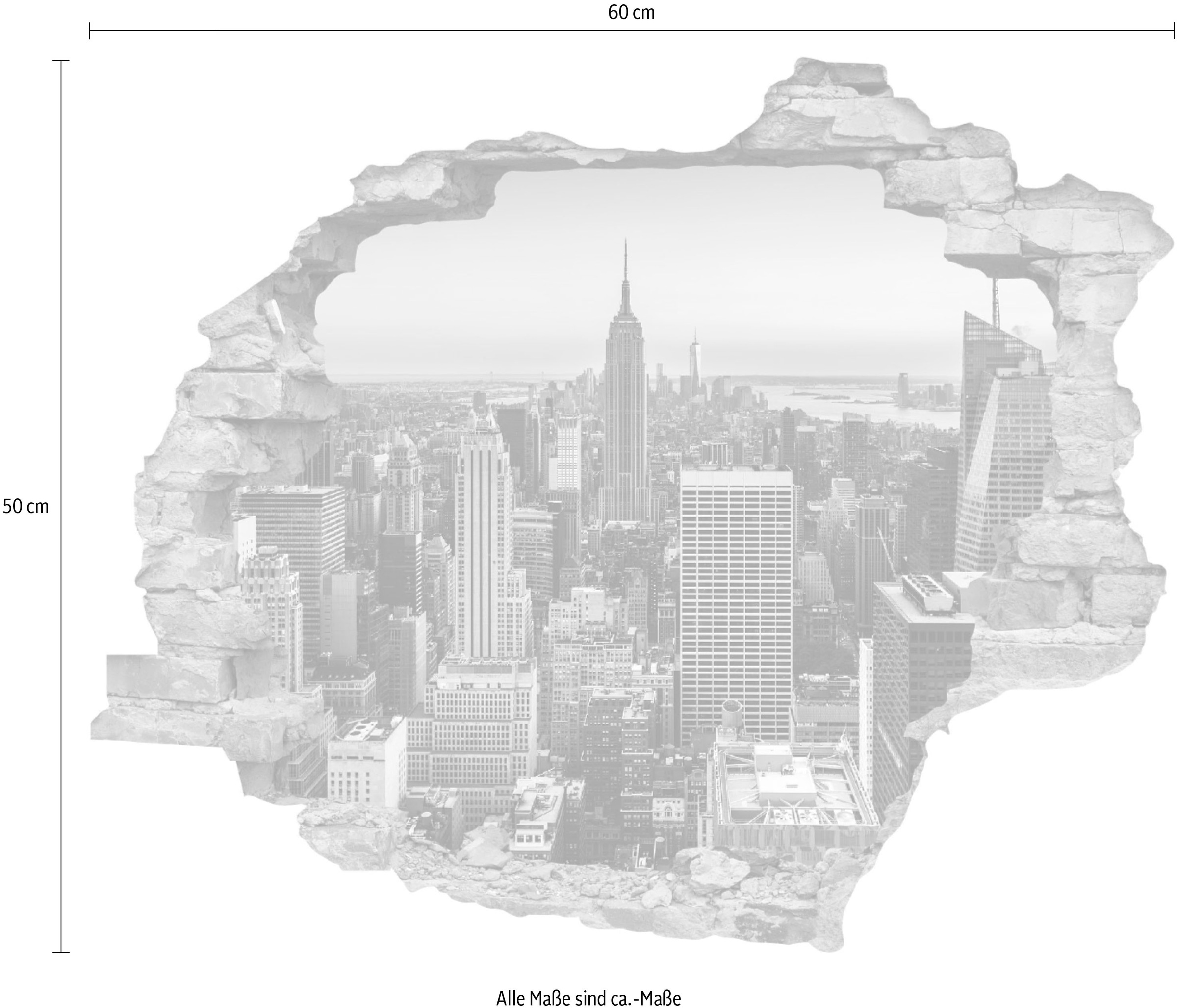 queence Wandtattoo »New York«, (1 St.), Wandsticker, Wandbild, selbstklebend, 3D, Wanddurchbruch