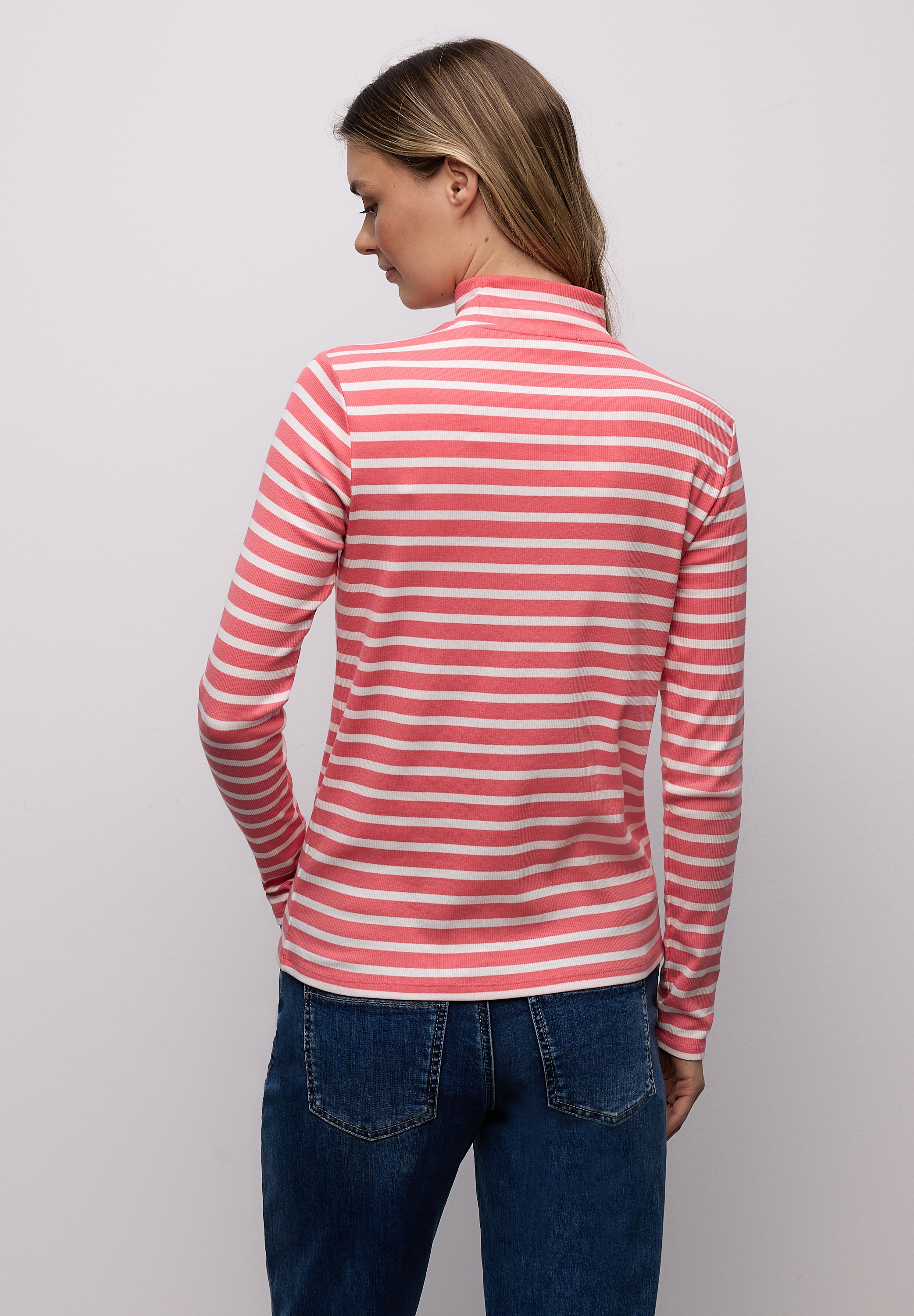 STREET ONE Langarmshirt in Streifen-Optik und mit Turtleneck