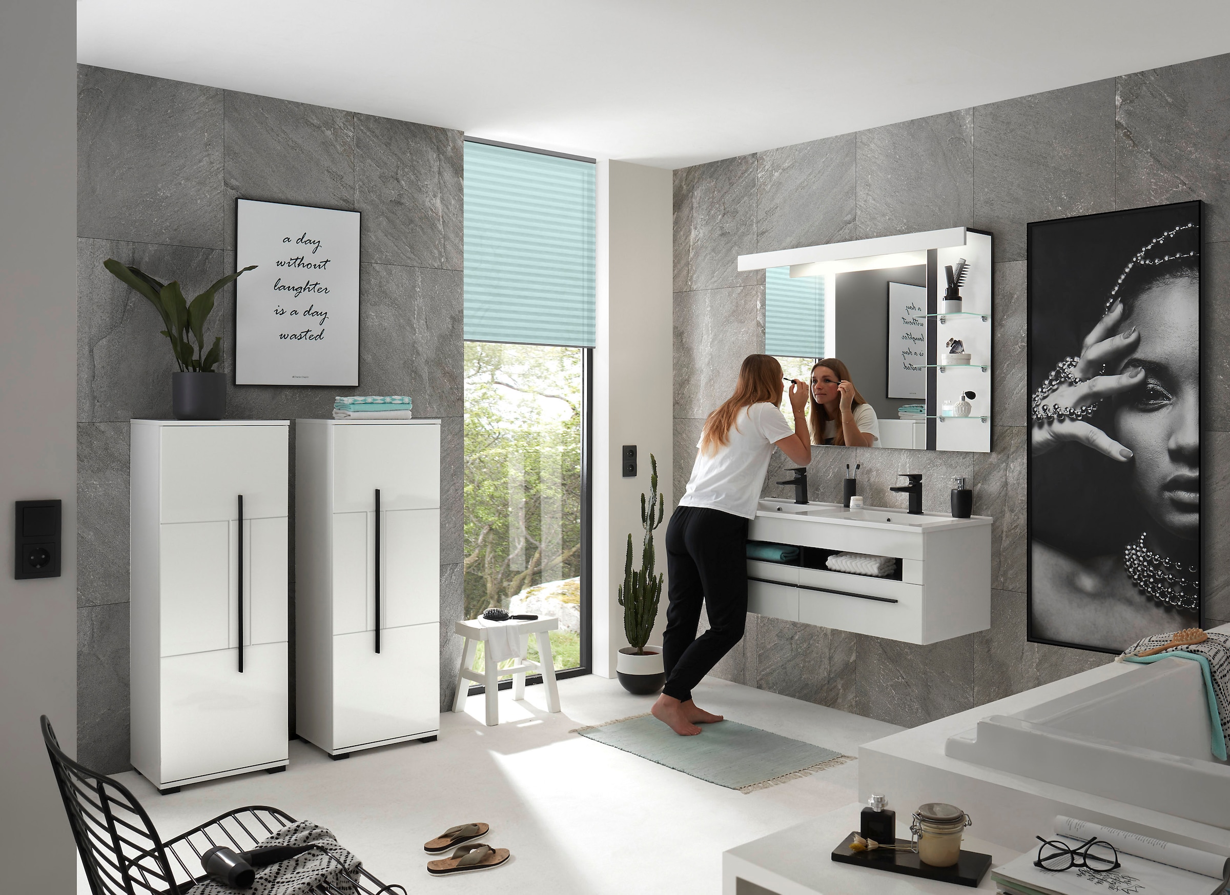 Home affaire Badmöbel-Set »Cantara, Bad im modernen Design, 4-teiliges Badezimmer« Set, 4 Stk. tlg.