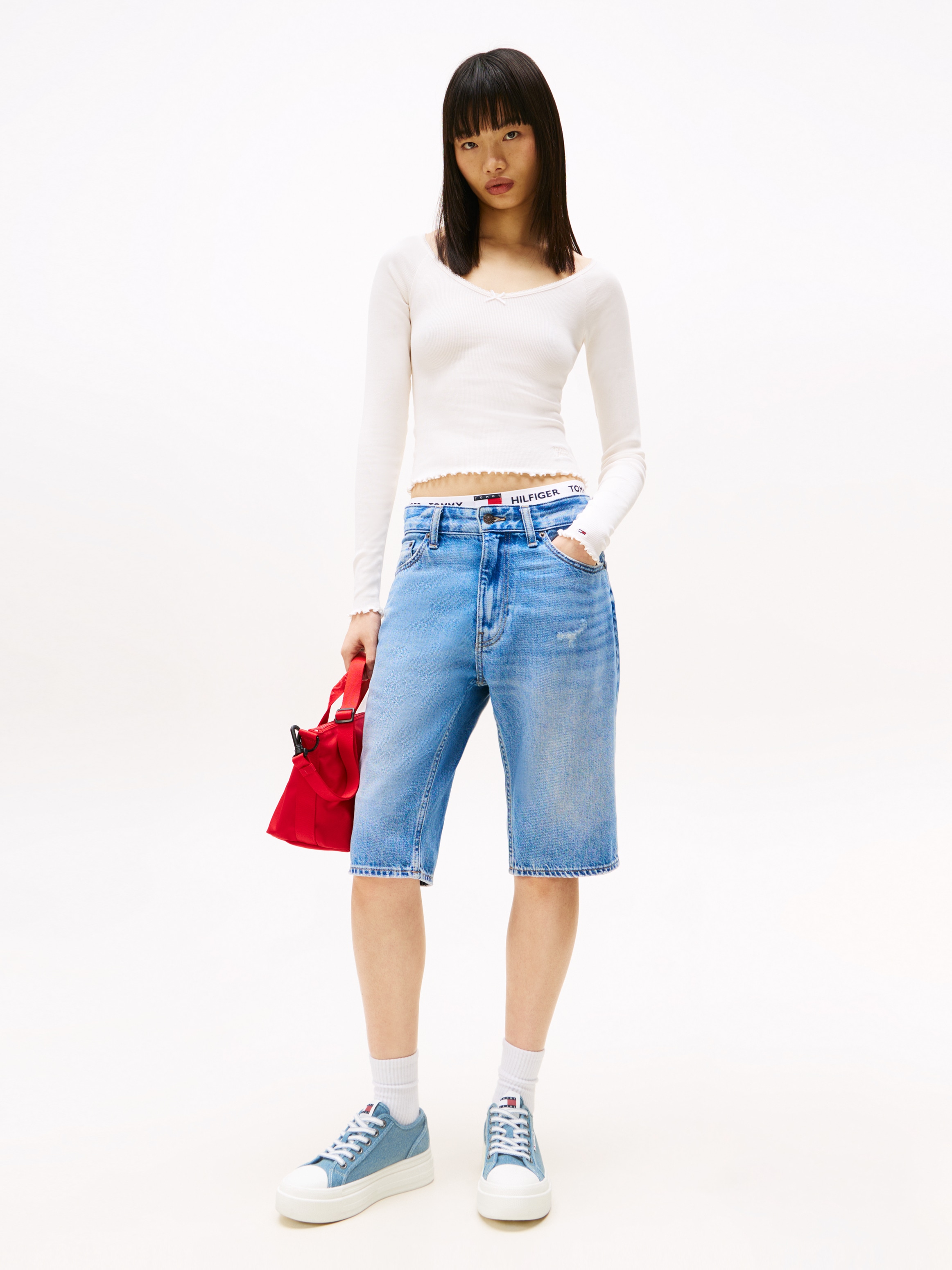 Tommy Jeans Plateausneaker »TJW FOXING FLATFORM LC«, Freizeitschuh, Halbschuh, Schnürschuh im Jeans-Look