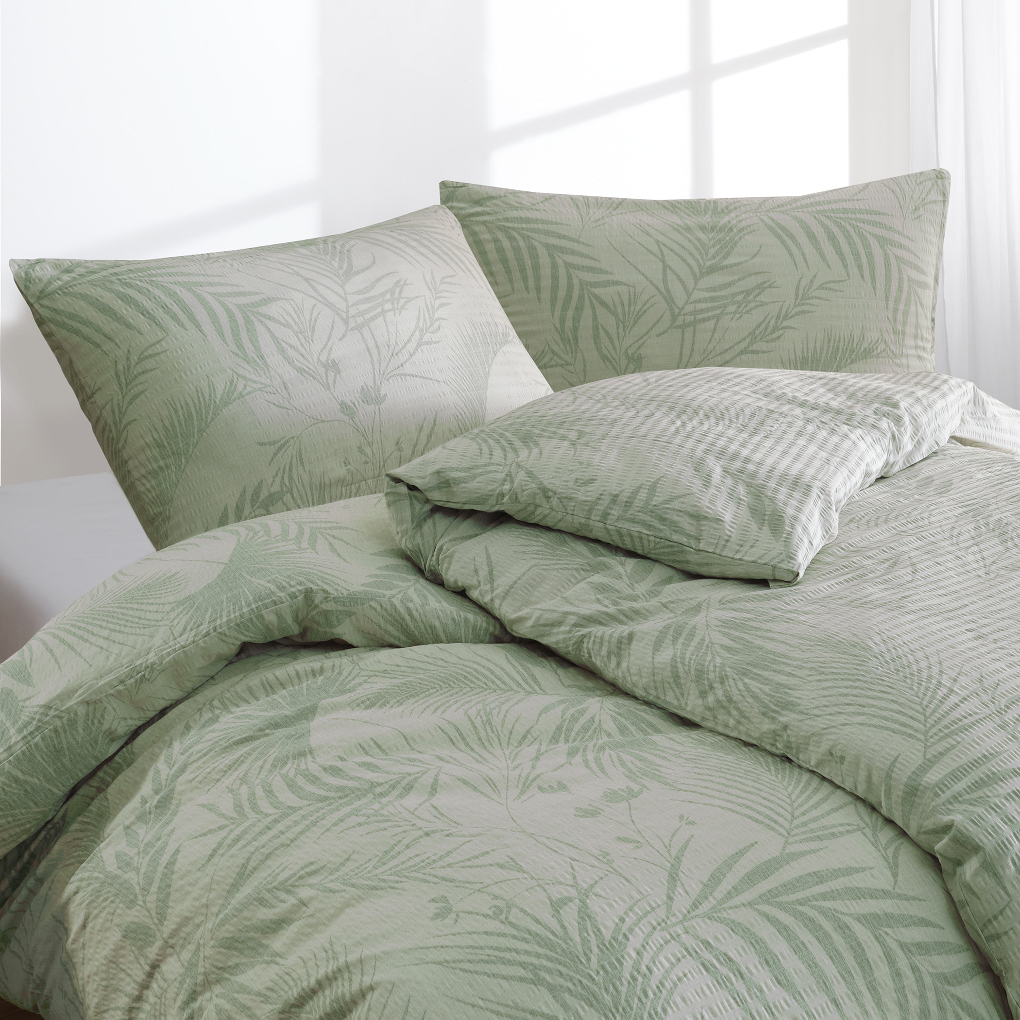 Florella Bettwäsche »»Eliora lind« Soft-Touch Seersucker,  50% Baumwolle, 50% Viskose«