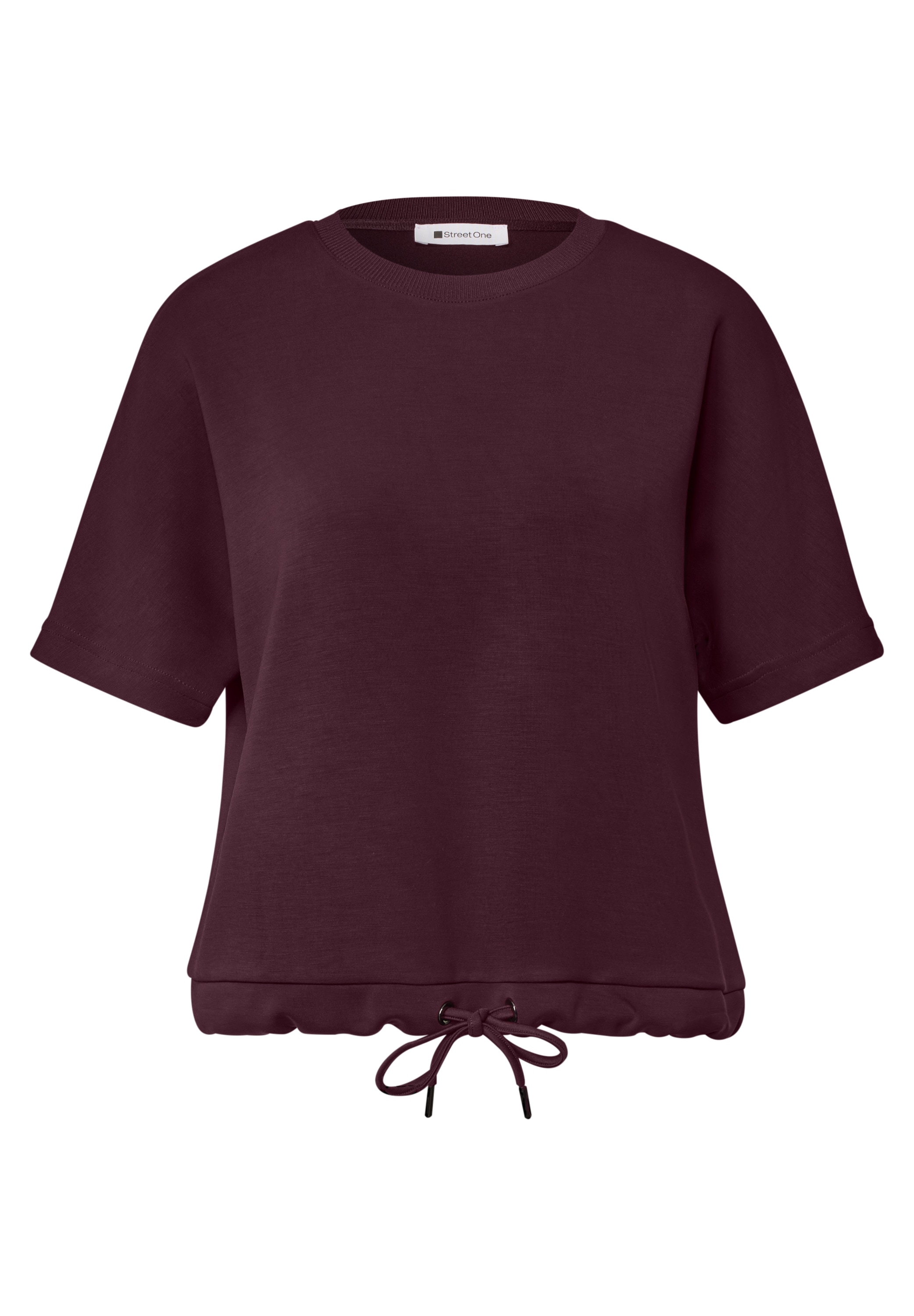 STREET ONE T-Shirt mit Tunnelzug am Saum, im Silk-Look