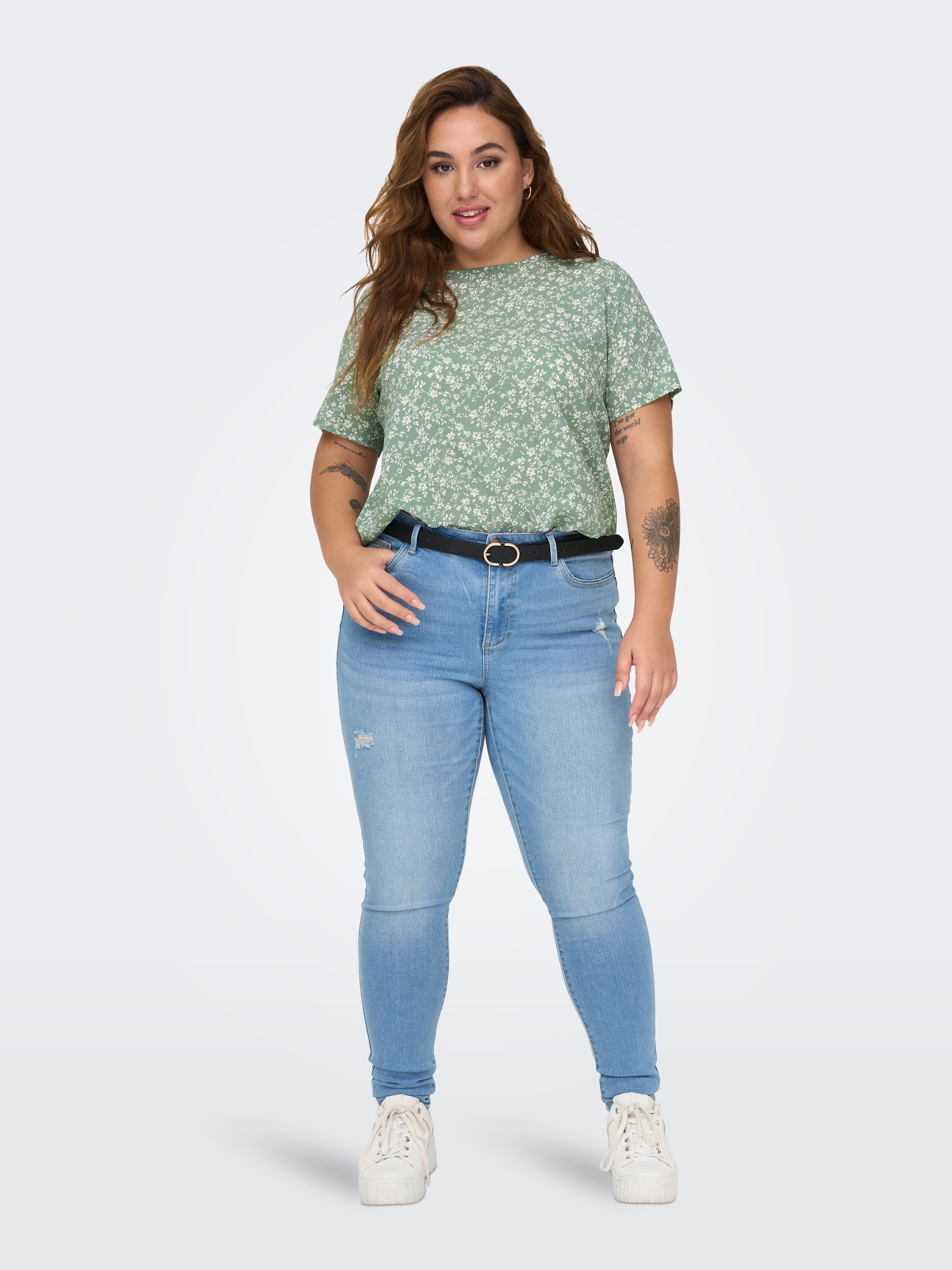ONLY CARMAKOMA Shirtbluse »CARVICA SS TOP WVN NOOS« Materialmix, regular fit