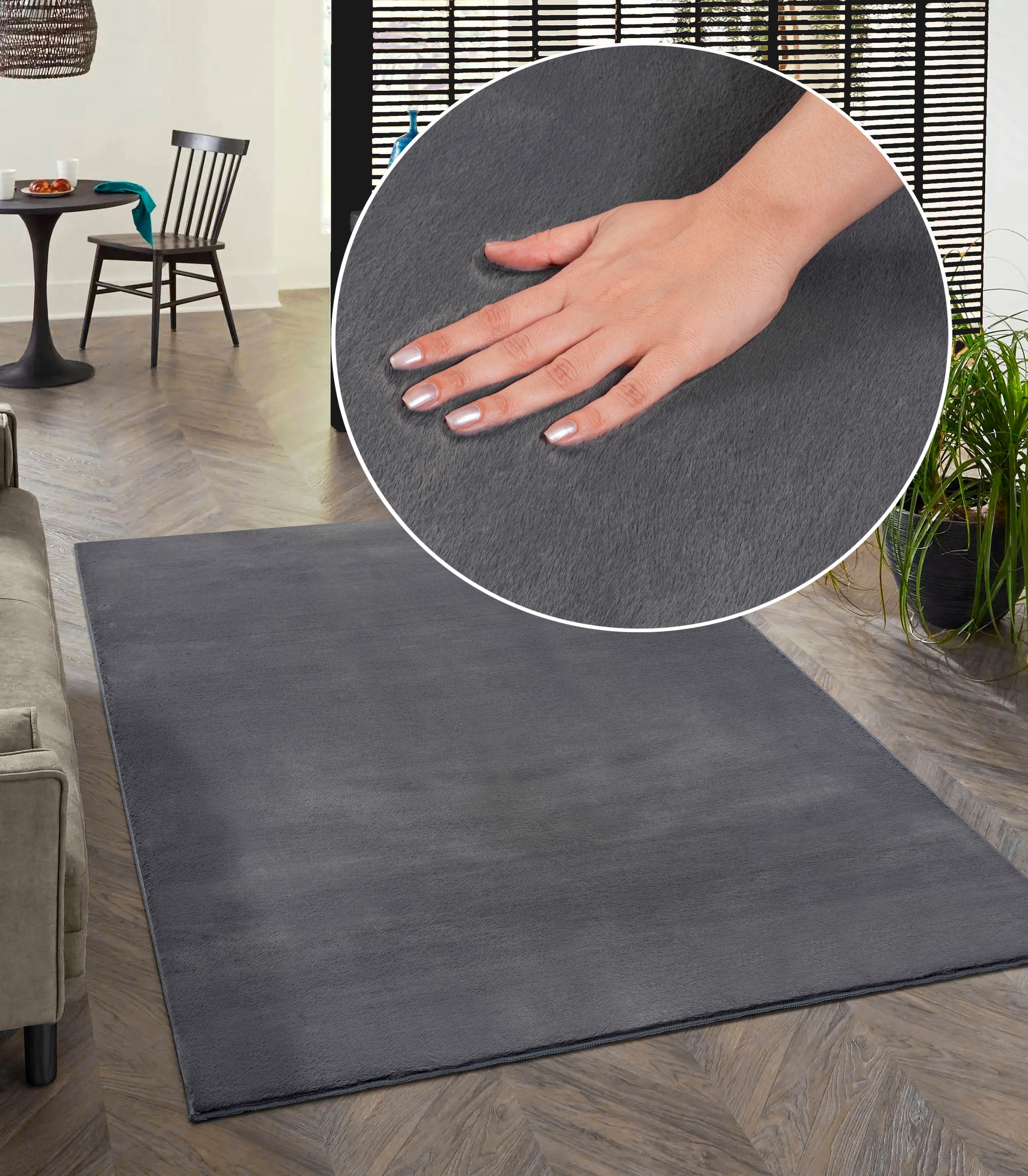 merinos Teppich »Focus 47« rechteckig 11 mm Höhe Fellteppich, weich und elegant, Wohnzimmer, Schlafzimmer