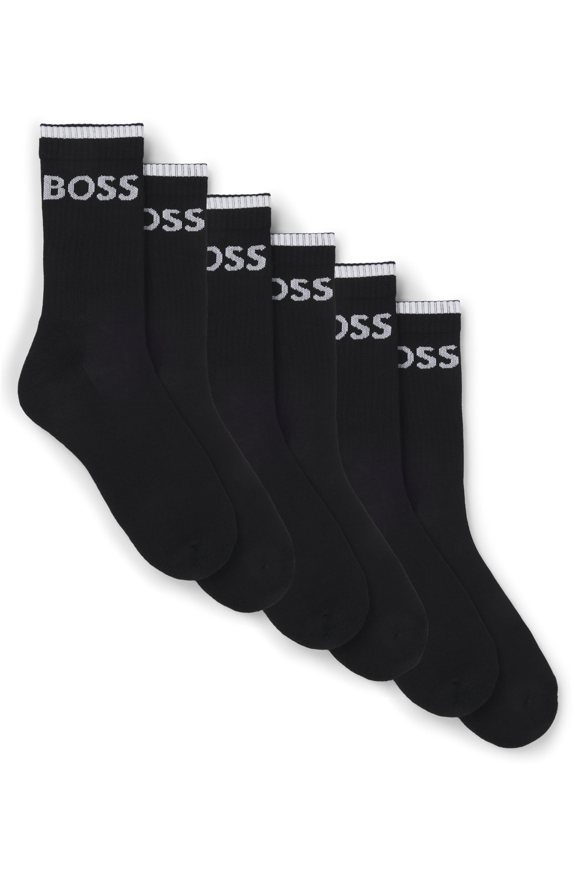 BOSS Businesssocken »6P QS Stripe CC«, (Packung, 6 Paar, 6er), mit BOSS Schriftzug