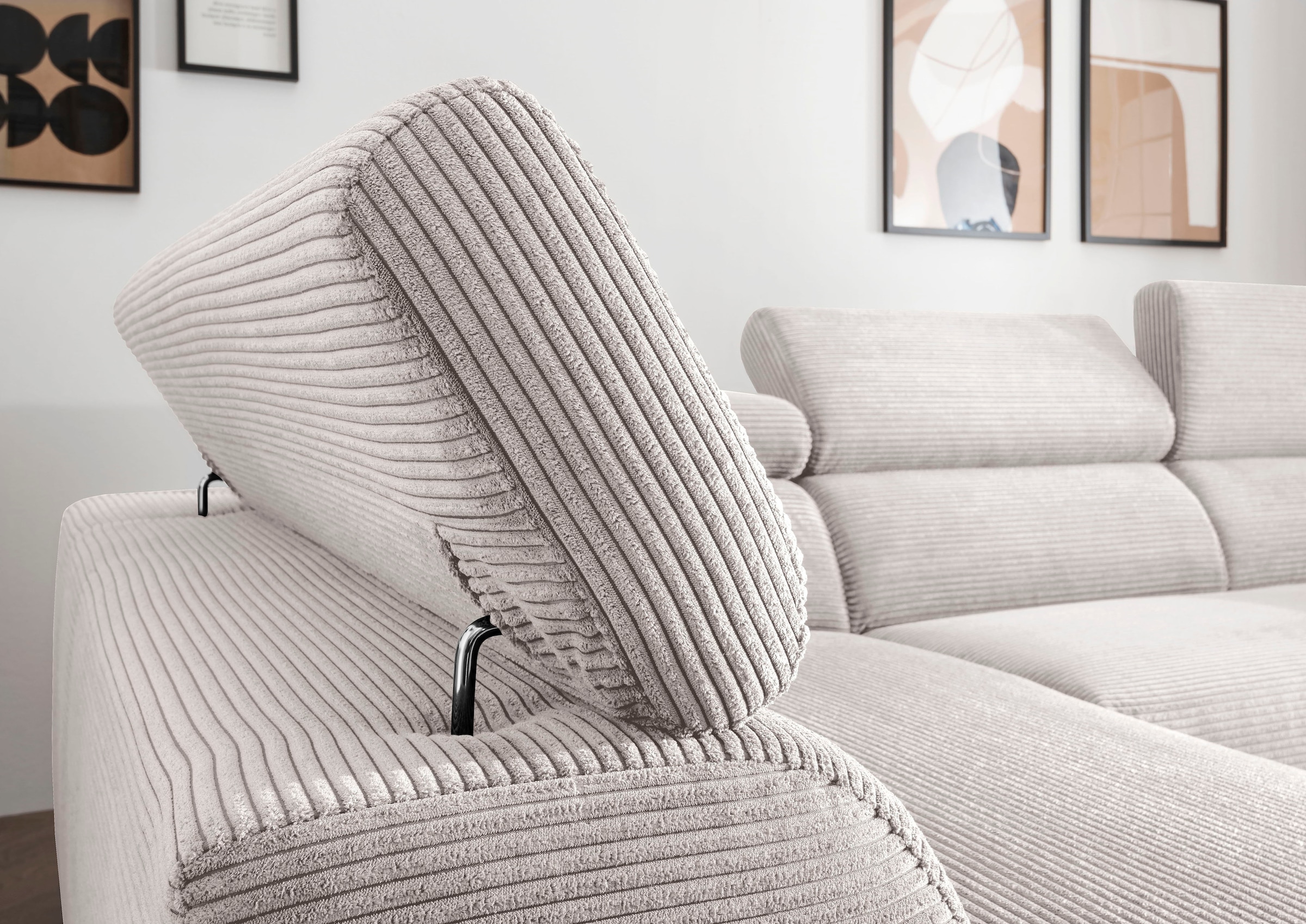 alina Ecksofa »Hikari«, wahlweise mit Sitzvorzug, in modernem Cordstoff, Breite 302 cm