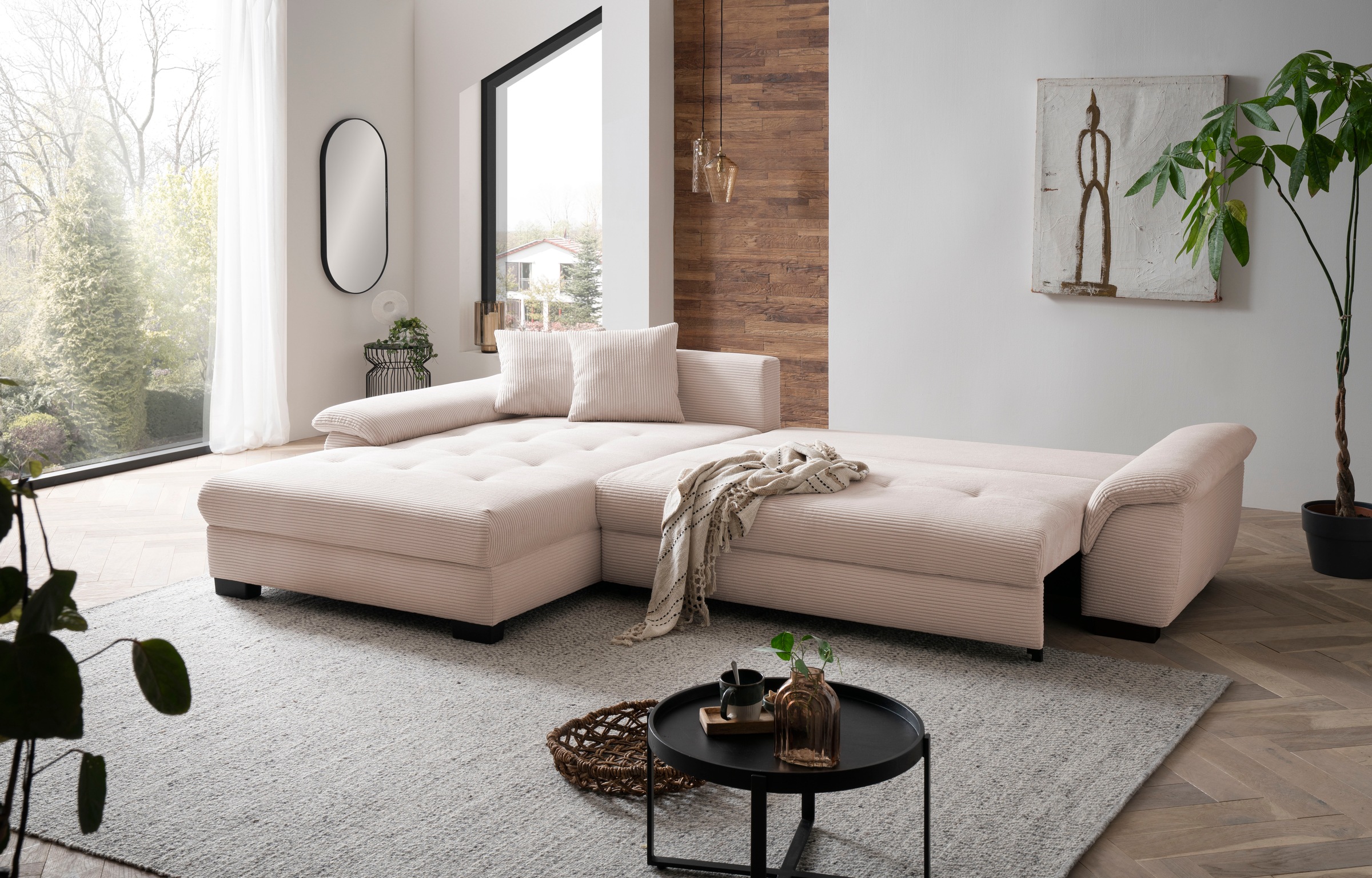 Mr. Couch Ecksofa »Dario, L-Form, mit Bett und Bettkasten« wahlweise mit Kaltschaum