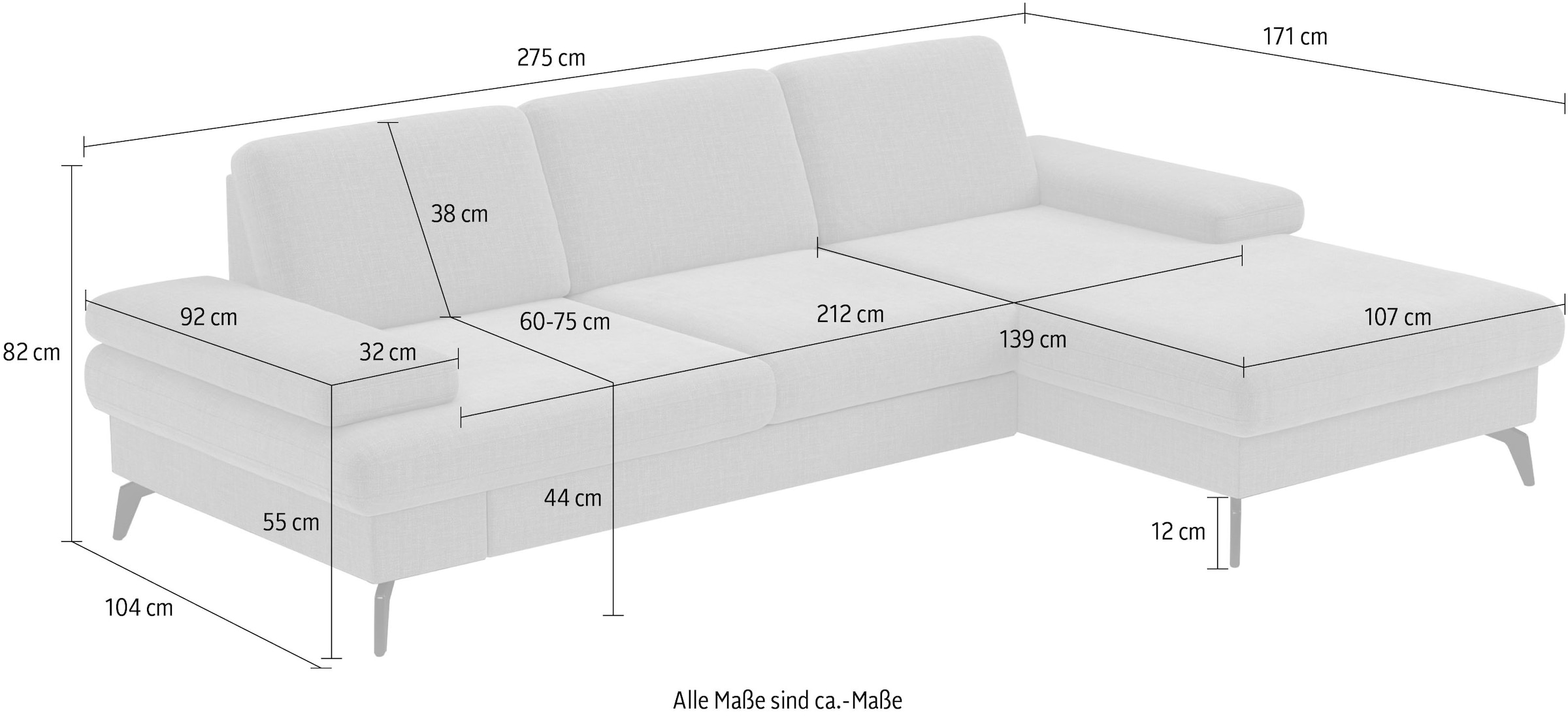 sit&more Ecksofa »Morris L-Form, inkl. Sitztiefenverstellung«, wahlweise mit Armteilverstellung, Bettfunktion & Bettkasten