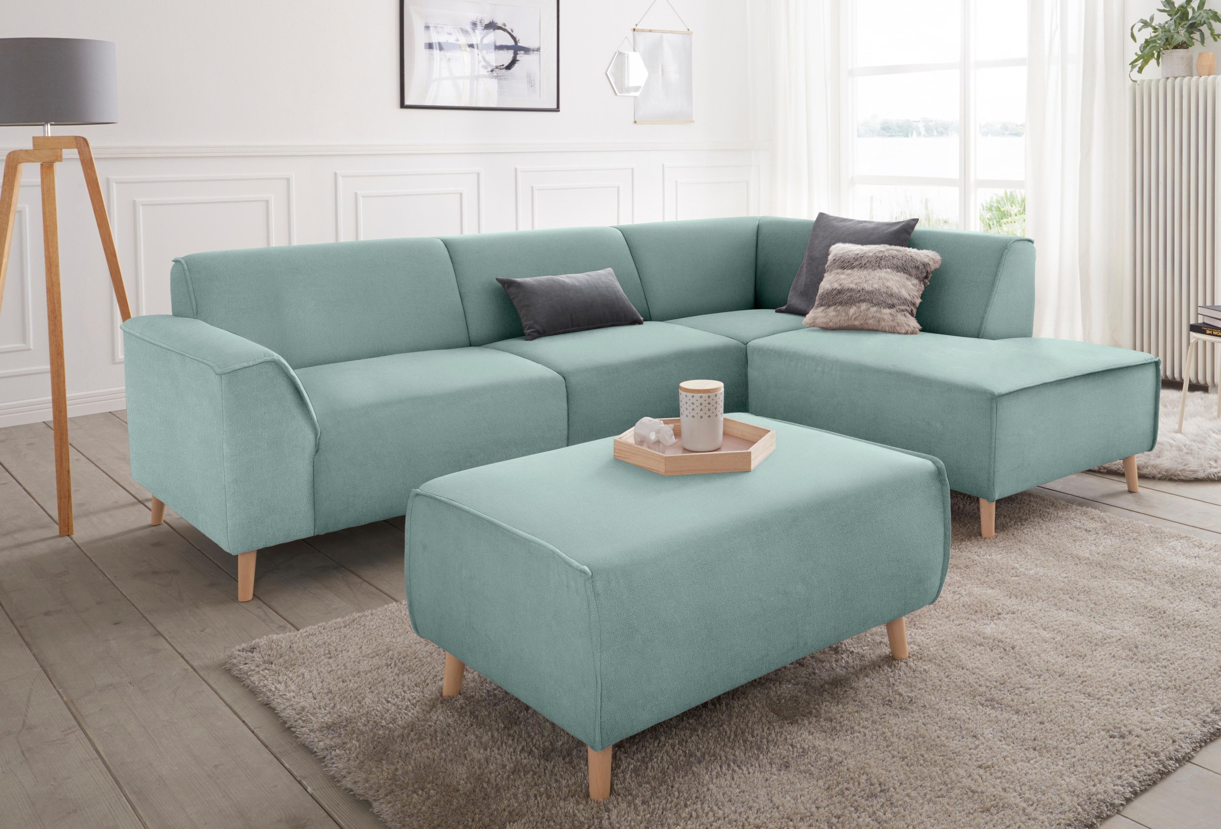 andas Ecksofa »Janek Scandic Design, elegant und zeitlos, L-Form«, mit Federkern und Keder in scandinavischem Design