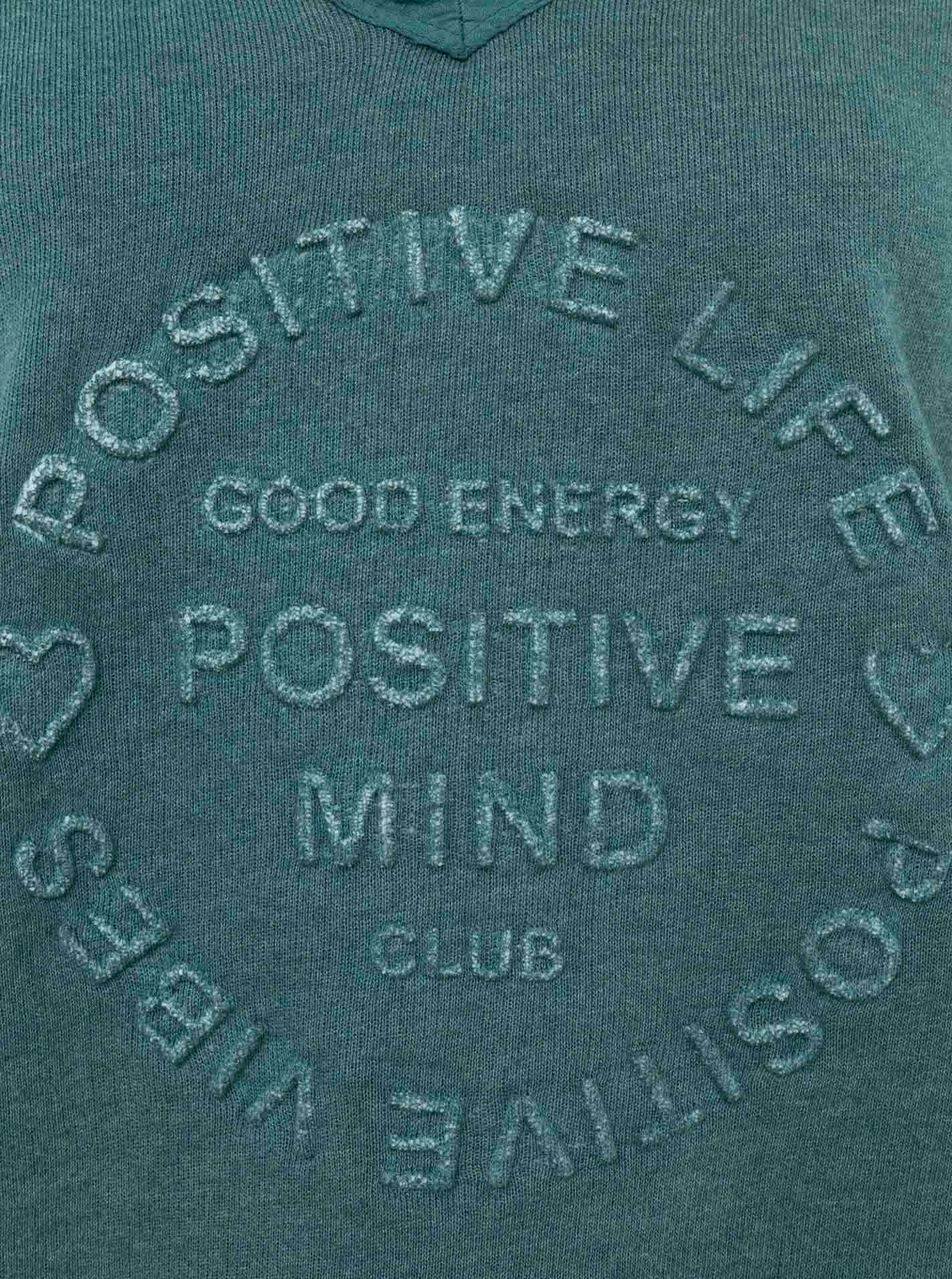 Zwillingsherz Sweatshirt »"Positive Mind"«, ausgefranster V-Ausschnitt, Used Look, Langarm, Schriftzug
