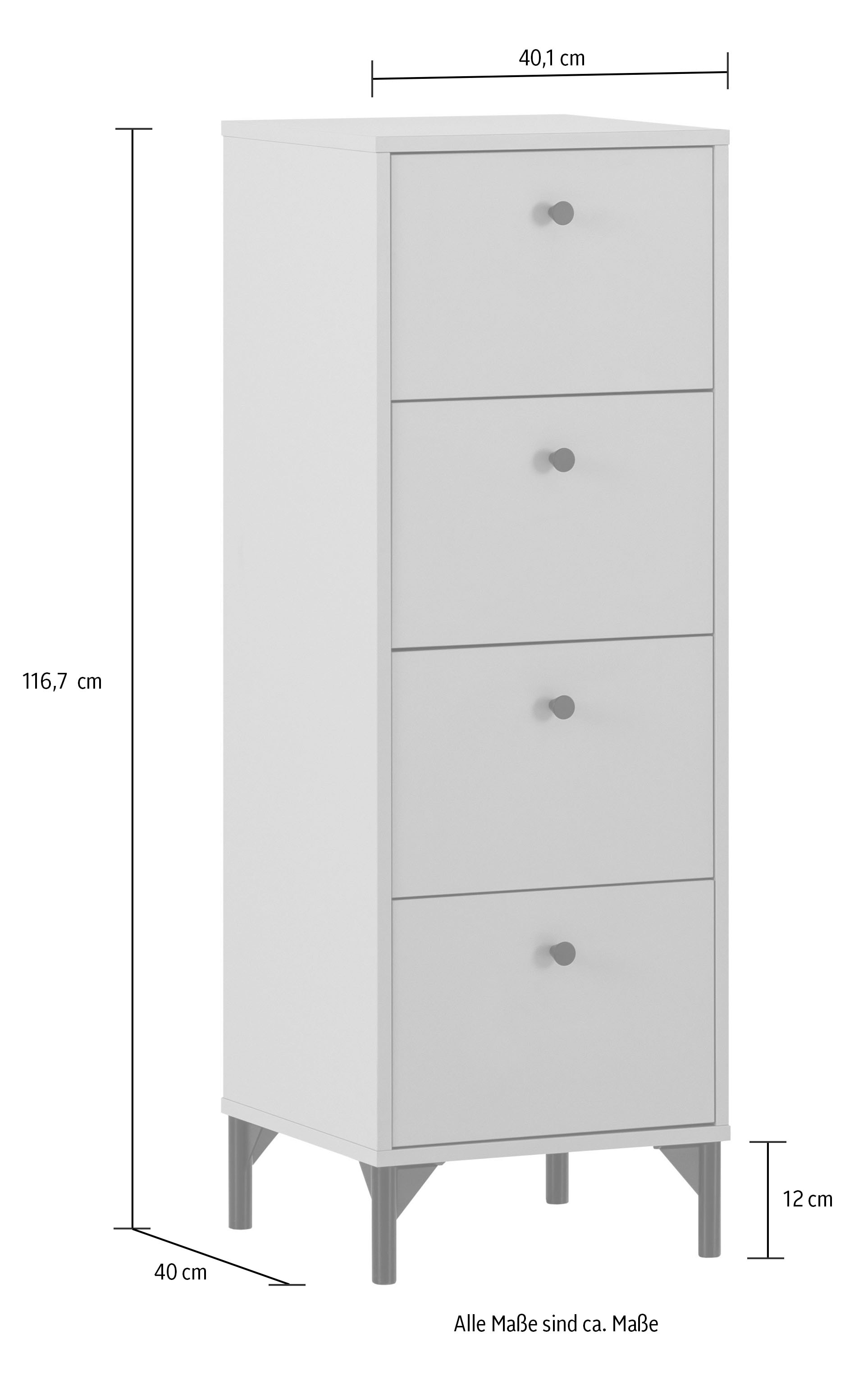 Schildmeyer Kommode »Smash, Breite 40 cm« 4 Schubladen mit Teilauszug und Metallbeschlägen