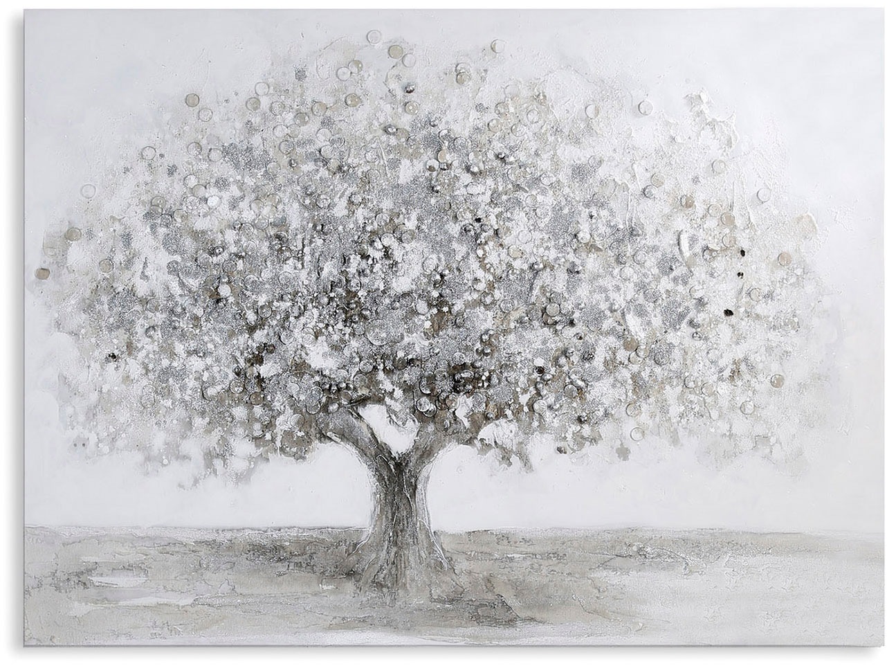 GILDE Leinwandbild »Bild rechteckig Big Tree grau; silberfarben H. 90 cm«, (1 St.)