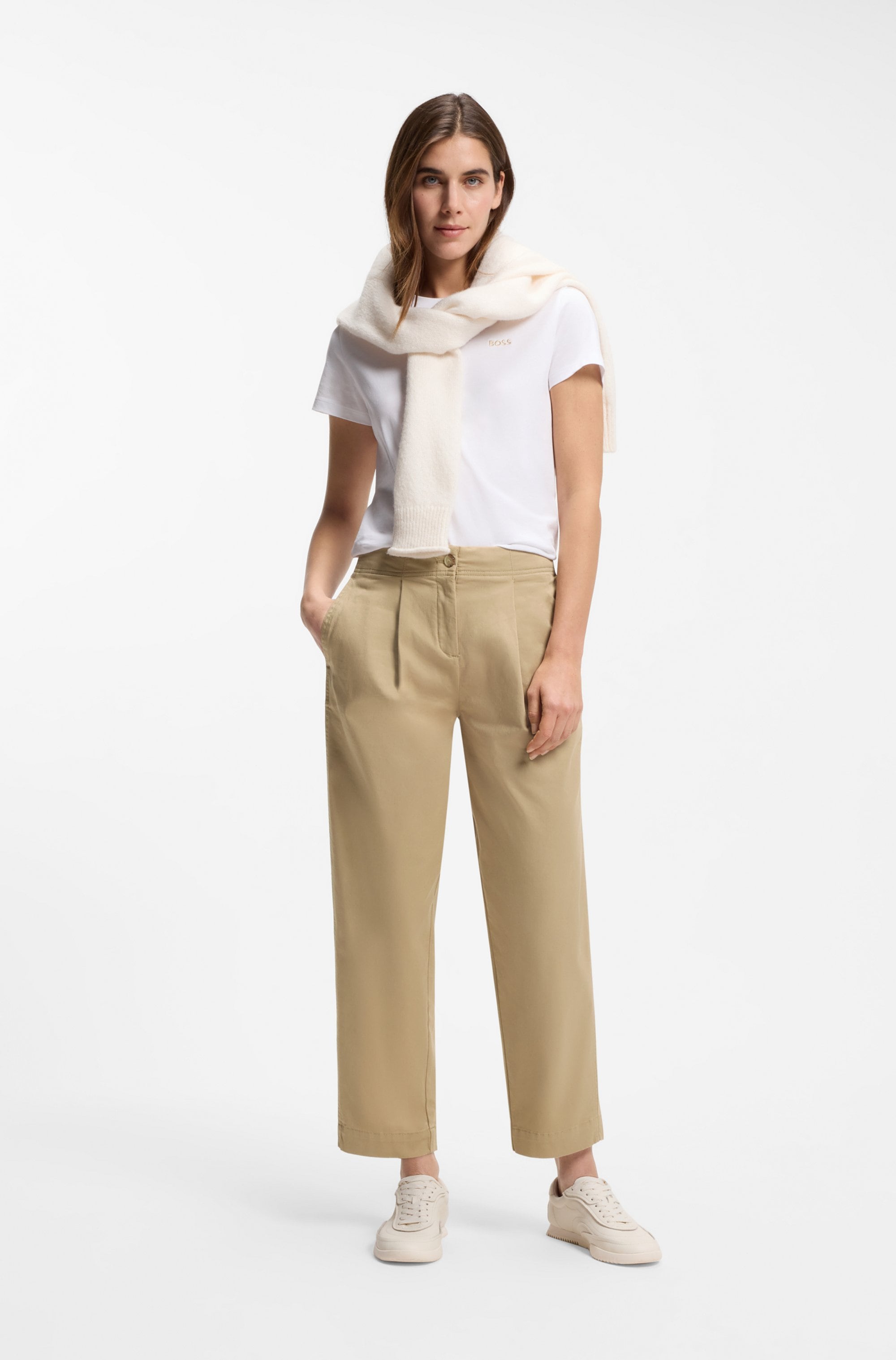 BOSS ORANGE Chinohose »Taquina Premium Damenmode«  in lockerer Passform, Barrel Fit