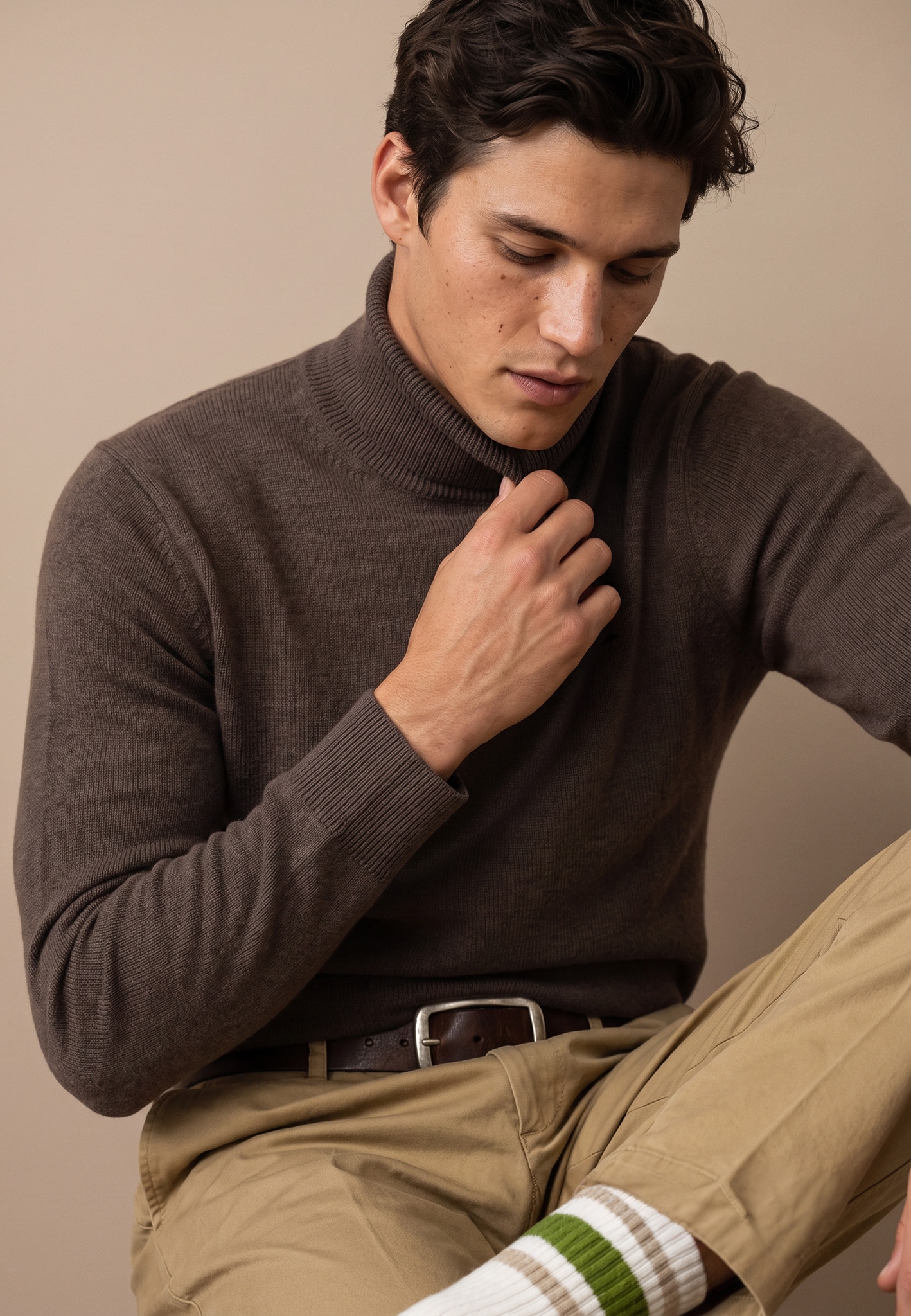 FYNCH-HATTON Rollkragenpullover mit Logostickerei