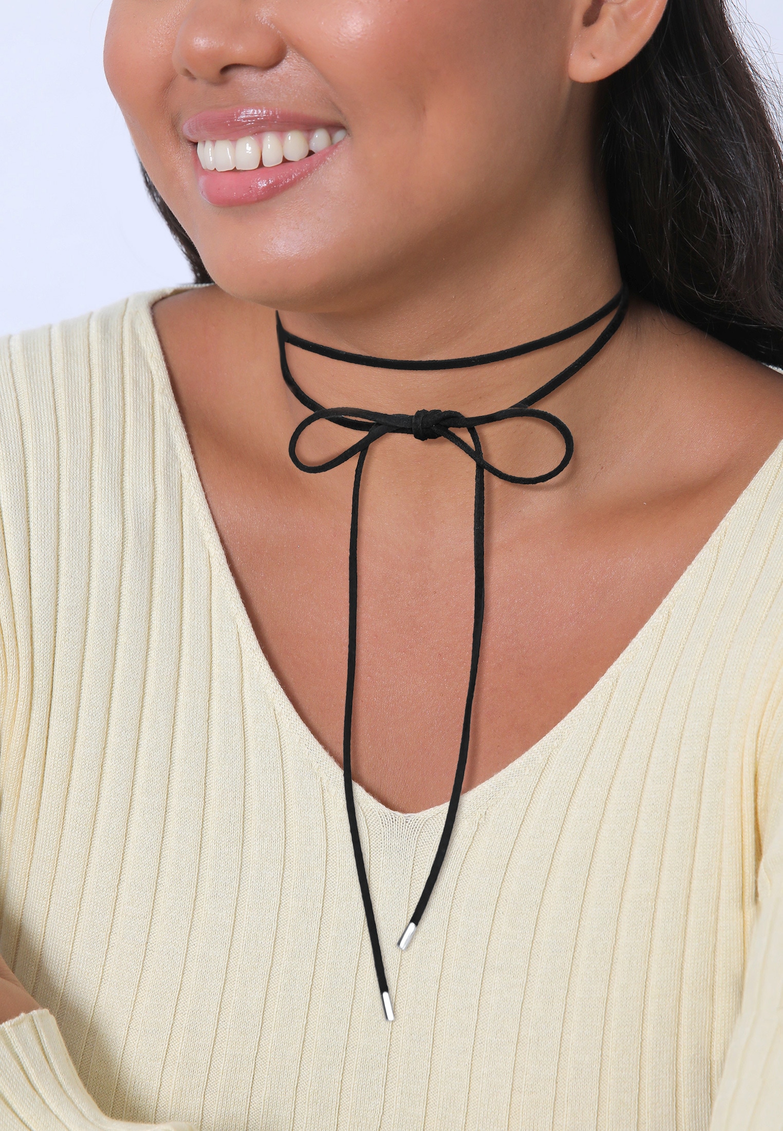 Elli Choker »Halskette Choker Velour Leder Schwarz 925 Silber«