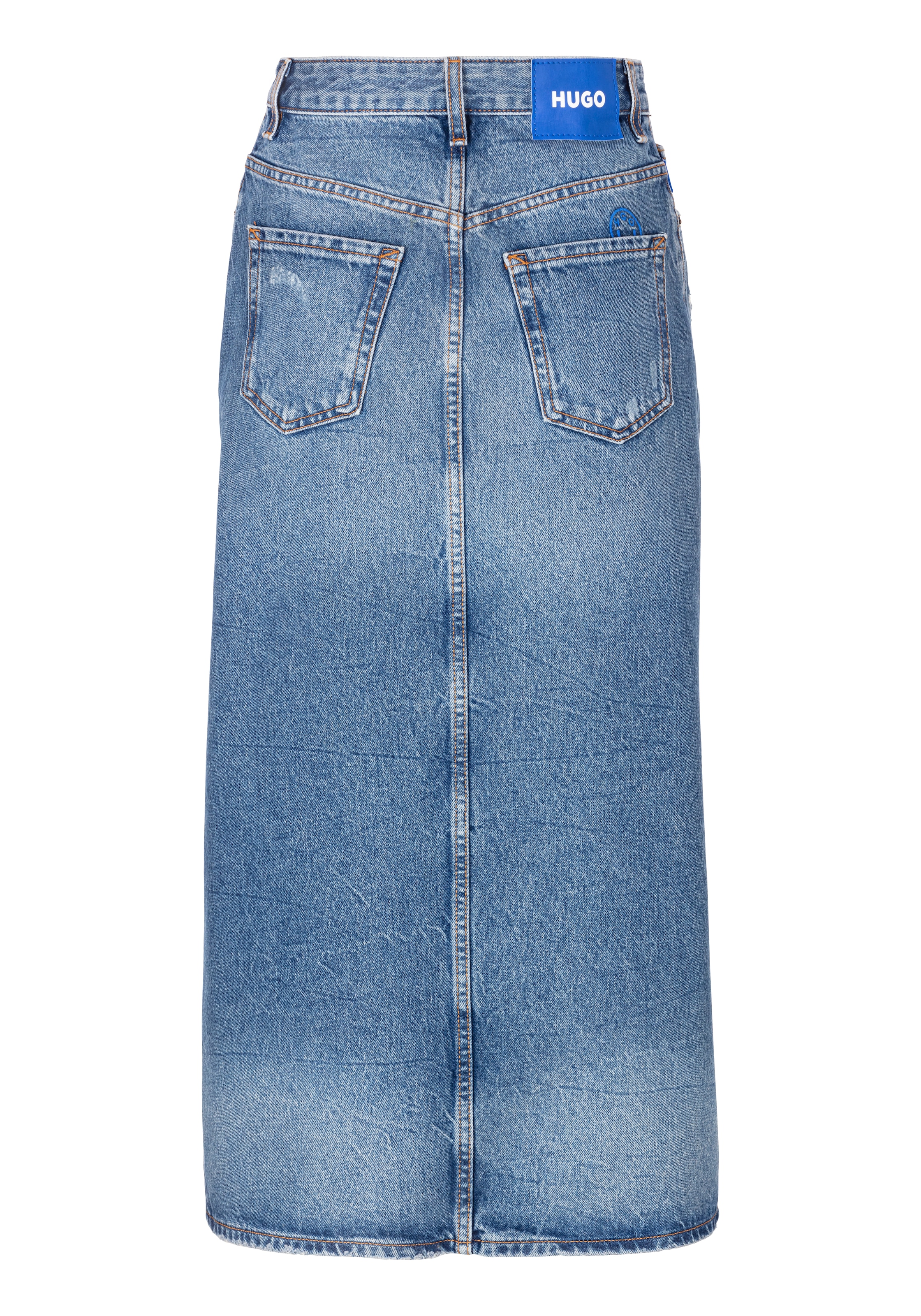 HUGO Blue Midirock »Gebana«, Authentic washed mit kleinen Destroyed-Effekten