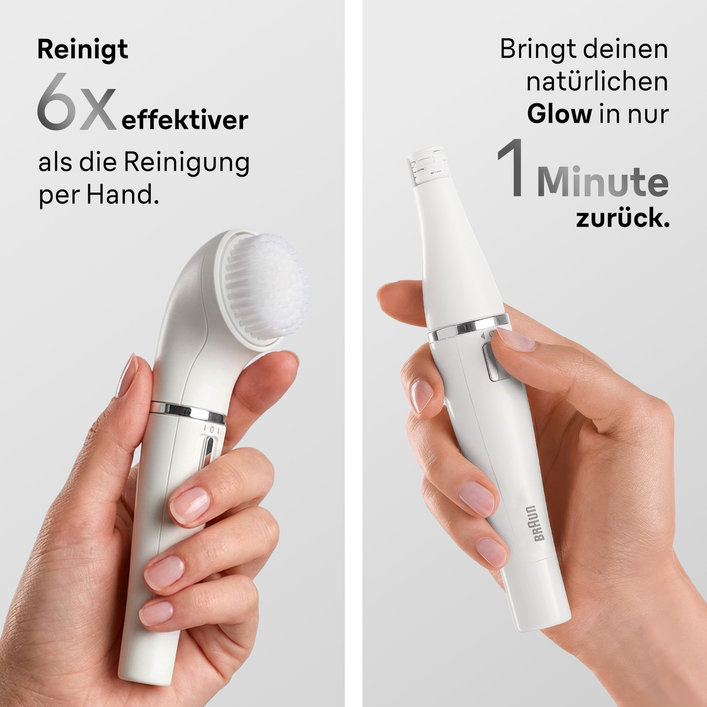 Braun Elektrische Gesichtsreinigungsbürste »SE810« FaceSpa Gesichtsepilierer & Reinigungssystem, + 1 Extra, Weiß/Silber