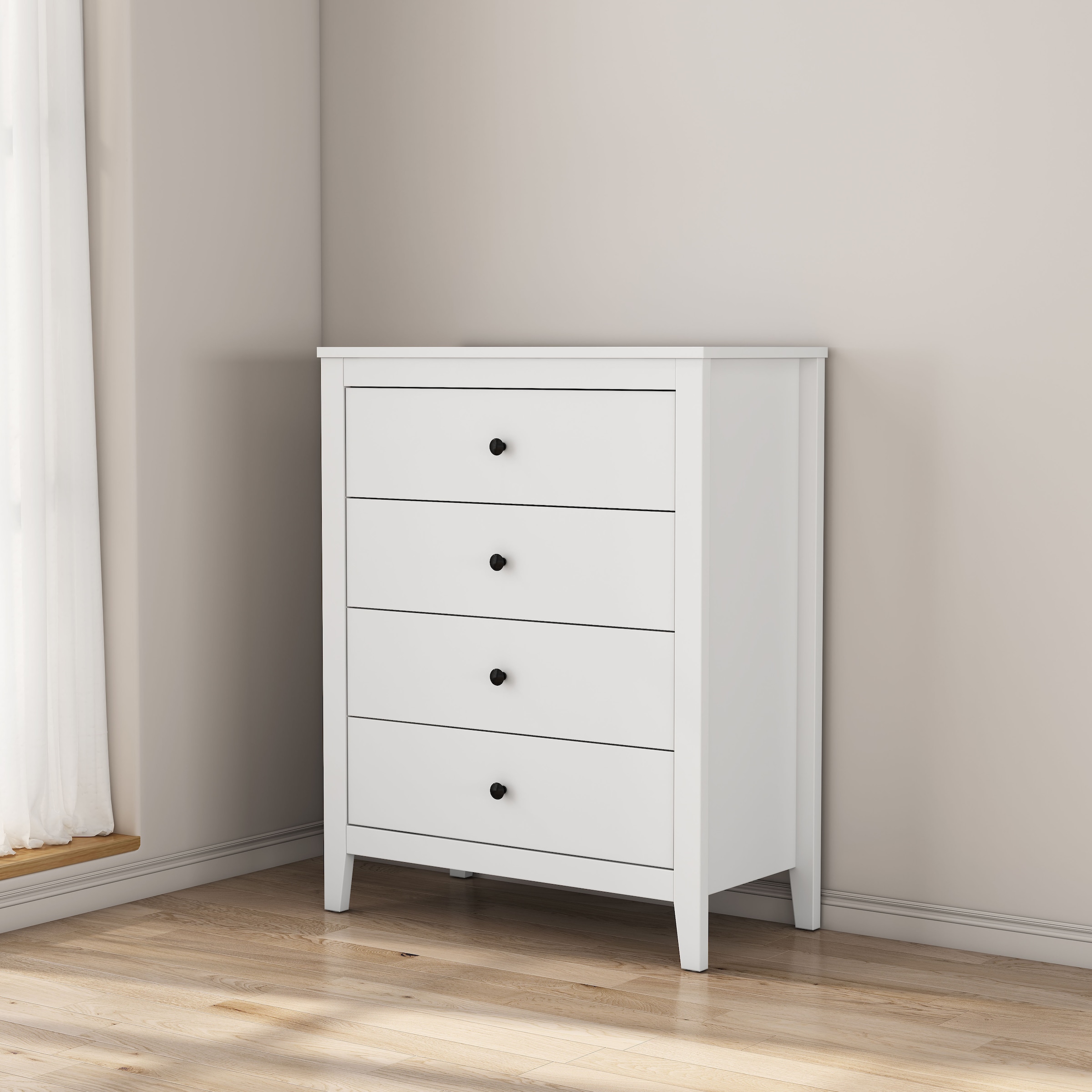 OTTO home Schubkastenkommode »Borkum Sideboard mit 4 Schubladen Bestseller Landhaus weiß« hochwertige schwarze Griffe aus Metall, 