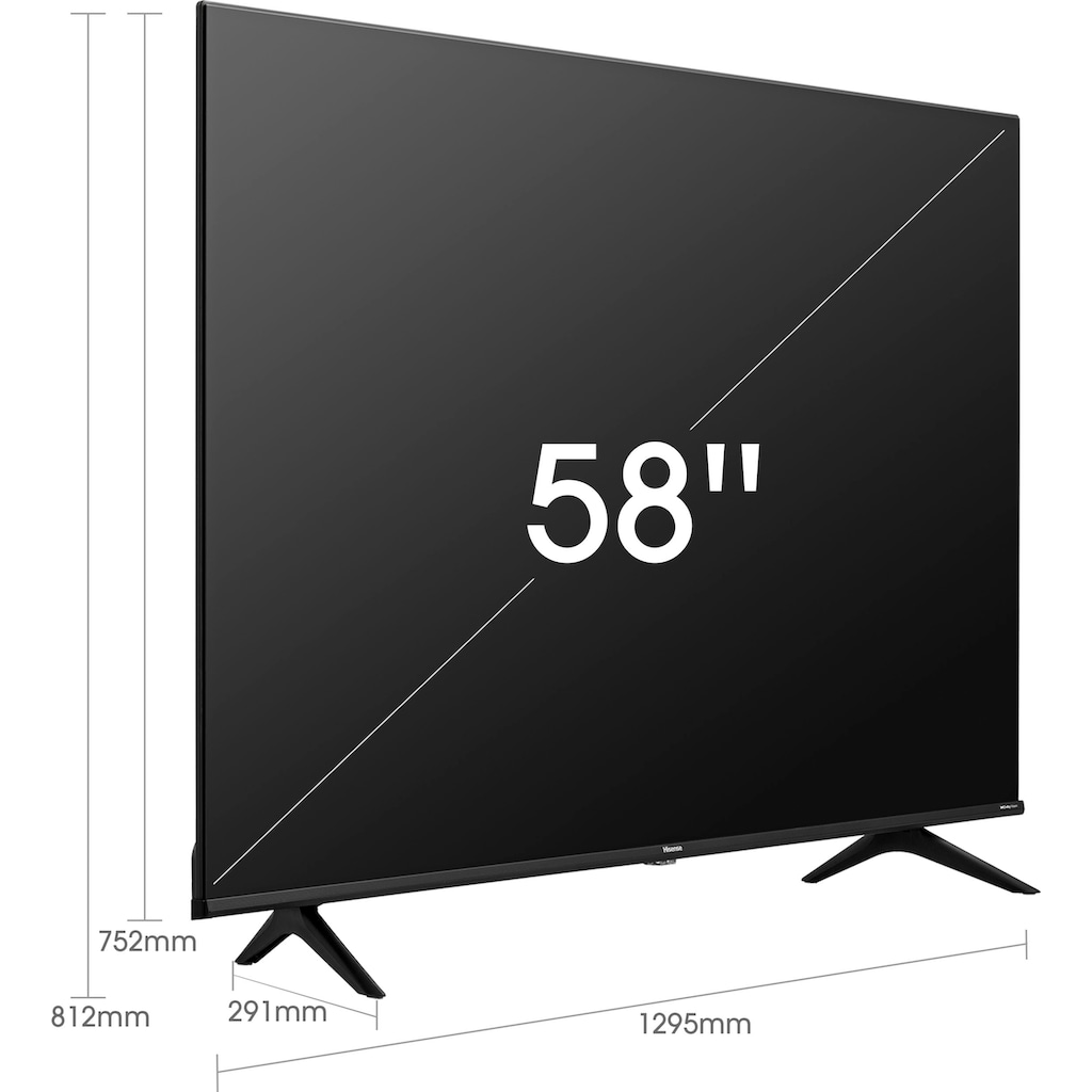 Hisense LED-Fernseher »58A6FG«, 146 cm/58 Zoll, 4K Ultra HD, Smart-TV, Triple Tuner DVB-C/S/ S2/ T/ T2,Frameless,Alexa Built-In,DTS Virtual X