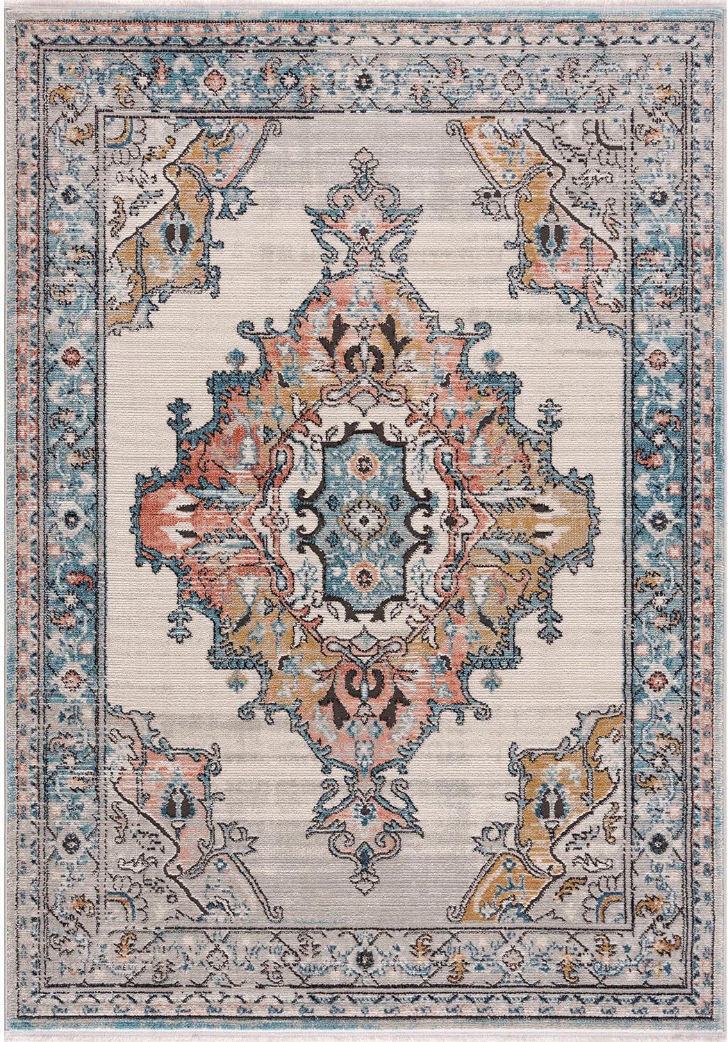 8640«, Teppich Carpet rechteckig, mit Used-Look, »Novel City Fransen, Multicolor Vintage-Teppich