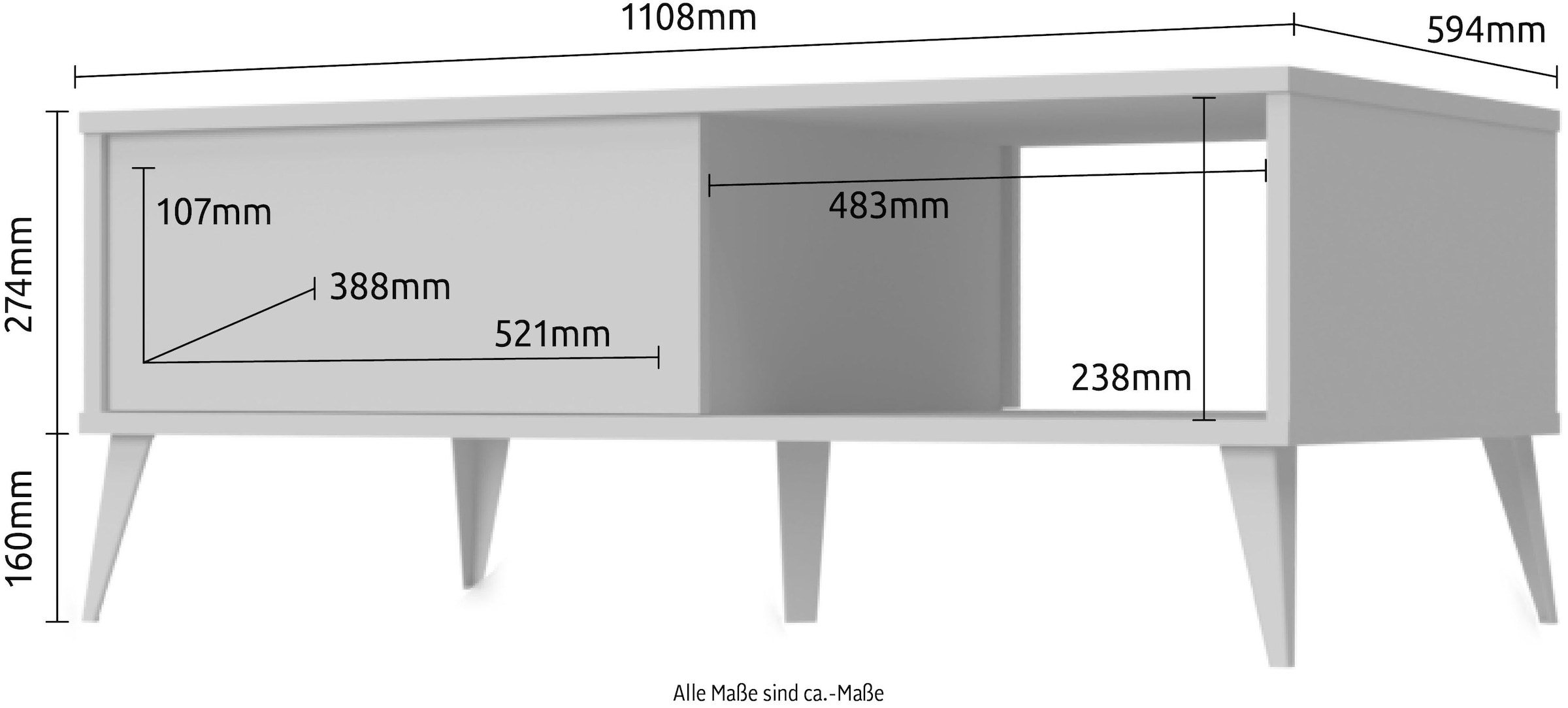 Home affaire Couchtisch »Vida«, UV lackiert, kratzfest, hochglänzend, Soft-Close Funktion