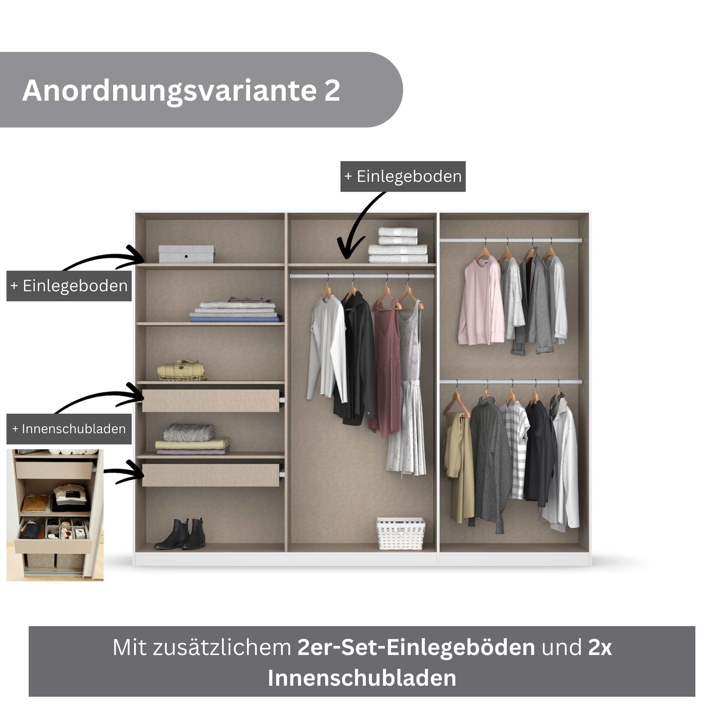 rauch Drehtürenschrank »Kleiderschrank Schrank Garderobe KOLUNA mit hochwertiger Glasfront«, inkl. 2 Innenschubladen sowie extra Einlegeböden MADE IN GERMANY