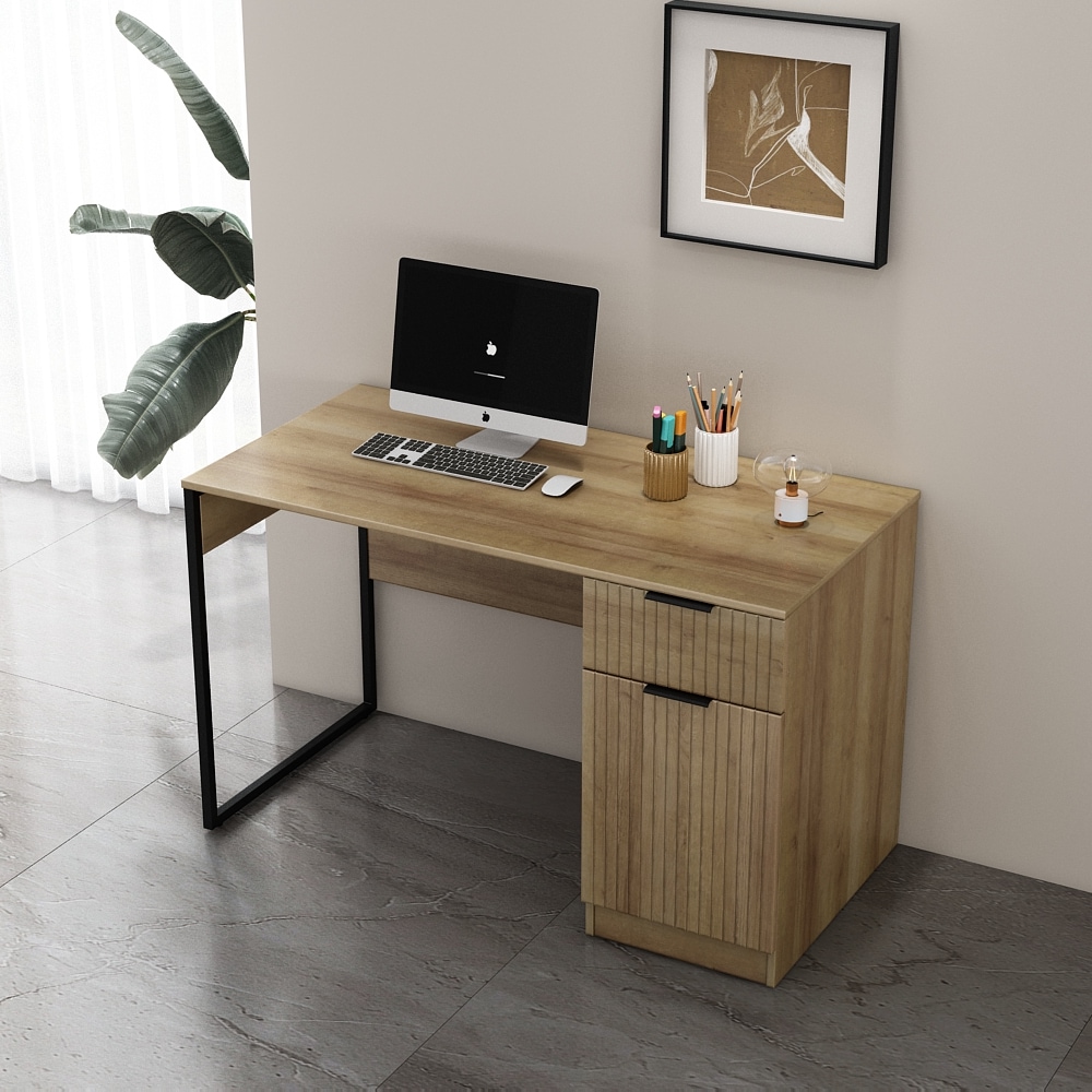 OTTO home Schreibtisch »Aspea«, mit Schublade, ausreichend Stauraum, moderne Rillenoptik, B. 120 cm
