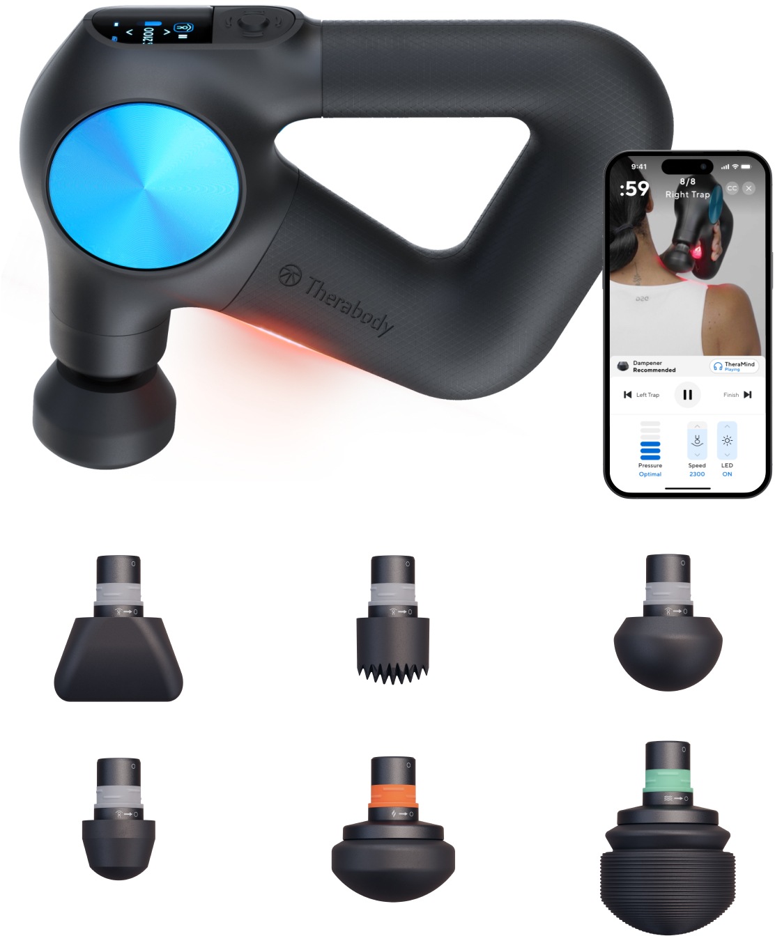 Therabody Massagepistole »Theragun PRO Plus Schmerzlinderung, Regeneration, wissensch. erwiesen«, Massage-, Vibrations-, Wärmetherapie, Pulsmessung, App-Steuerung