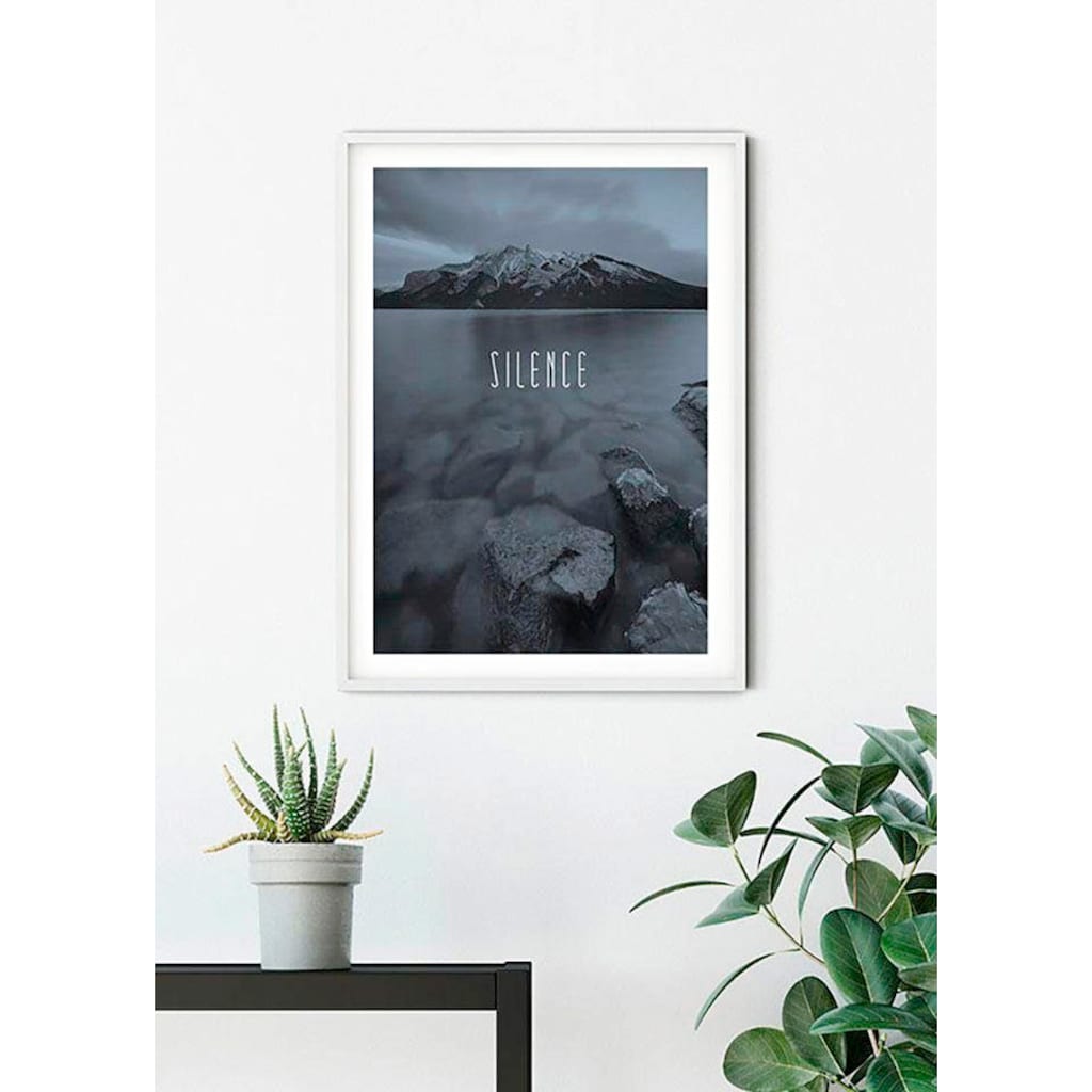 Komar Poster »Word Lake Silence Steel«, Natur, (1 St.)
