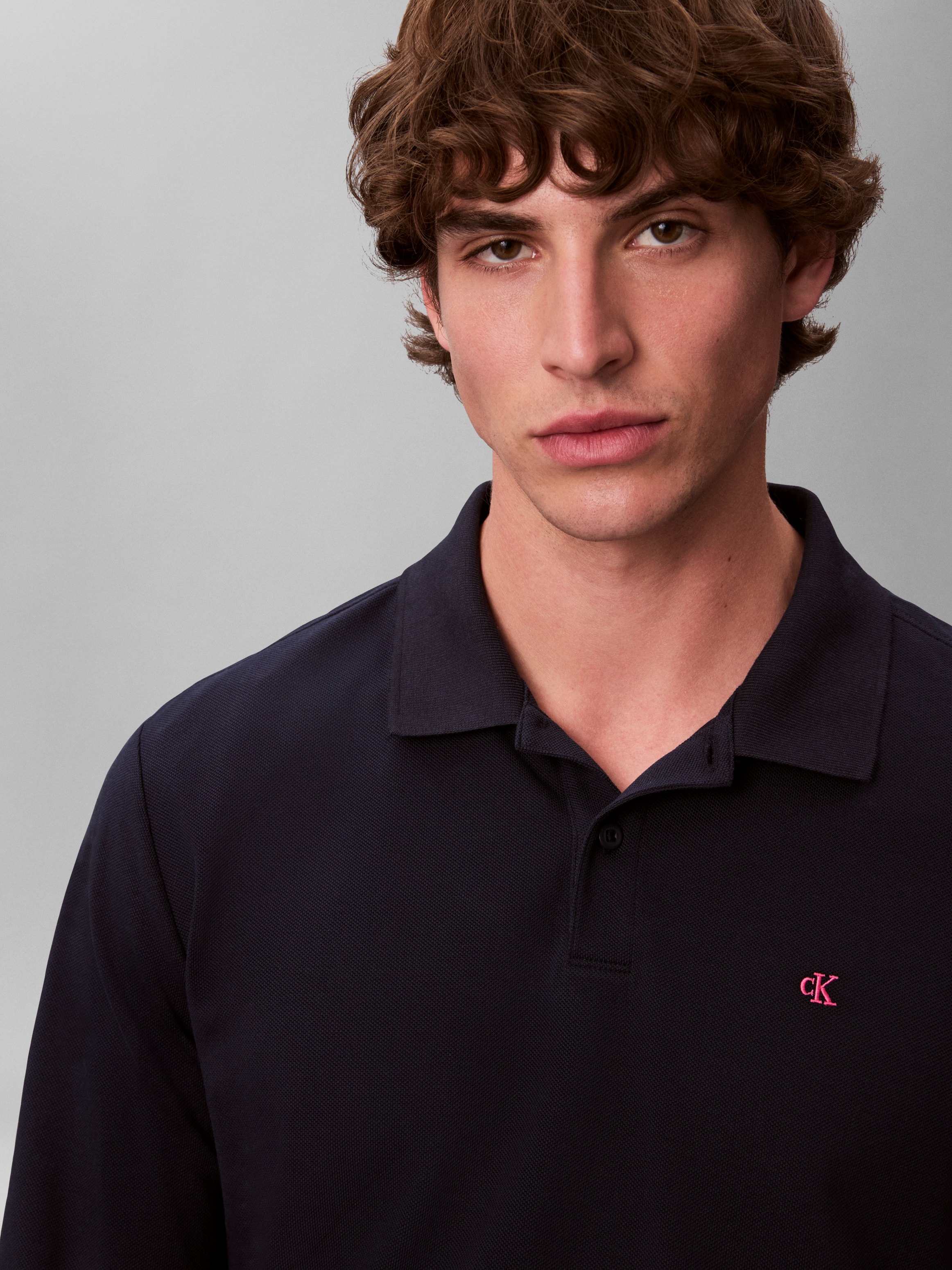 Calvin Klein Jeans Langarm-Poloshirt Regular fit mit Rundhalsausschnitt