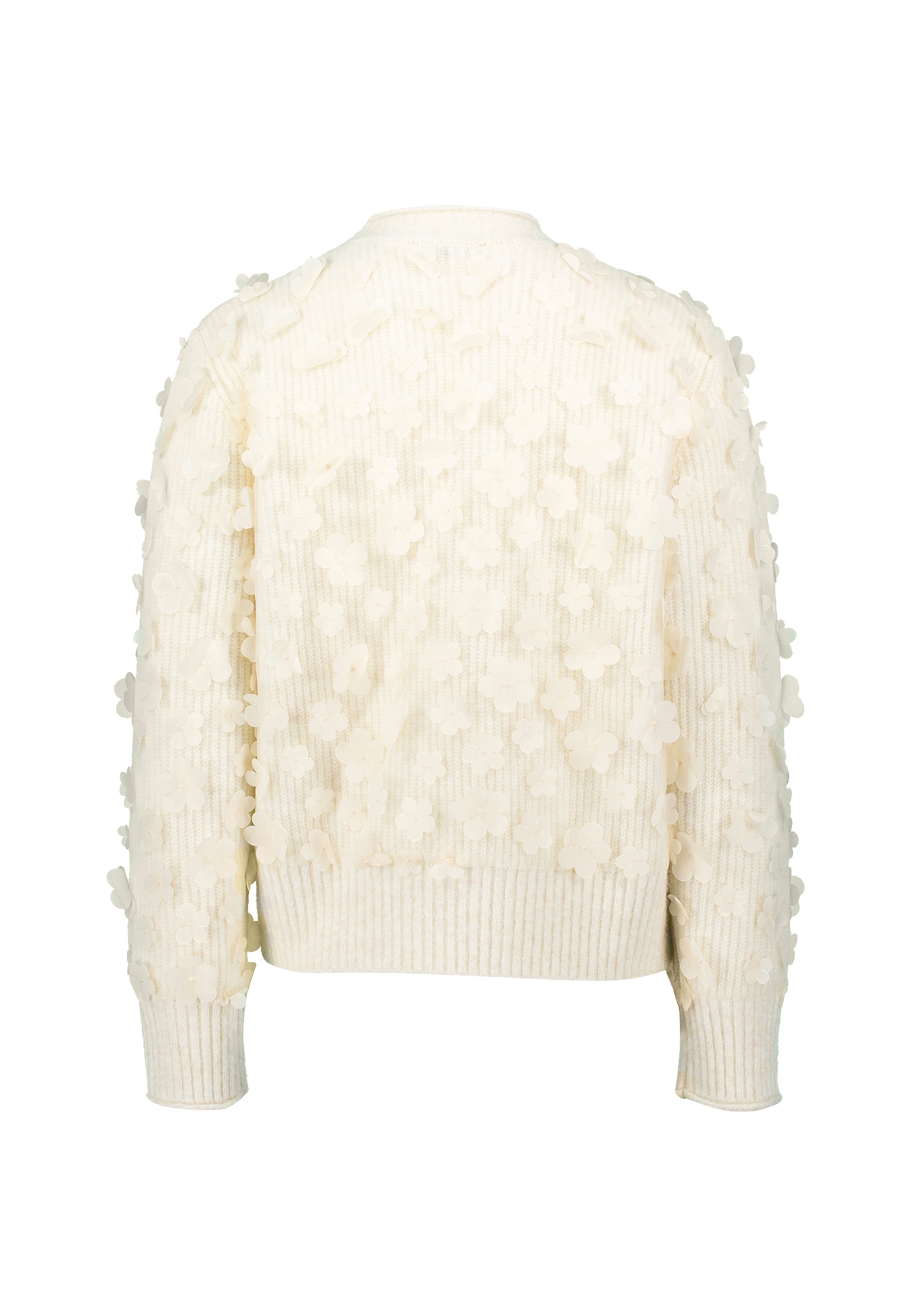 Zero Rundhalspullover »Pullover mit 3 D Blüten«