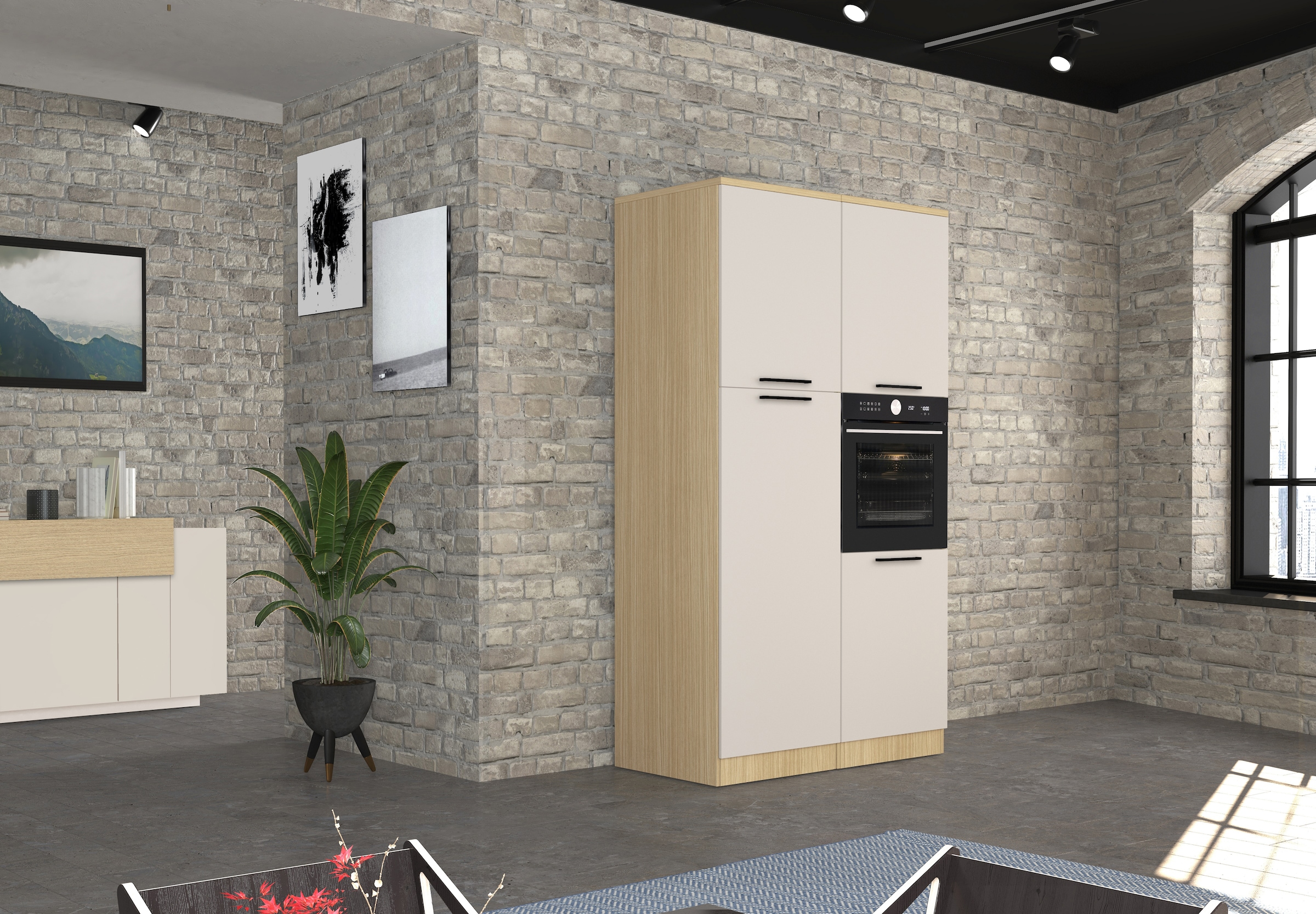 KOCHSTATION Vorratsschrank »Luna, Hochschrank, Küchenvorratsschrank, Speiseschrank, Made in Italy« B/T/H: 60×60×214,5 cm, mit 6 großzügigen Fächern