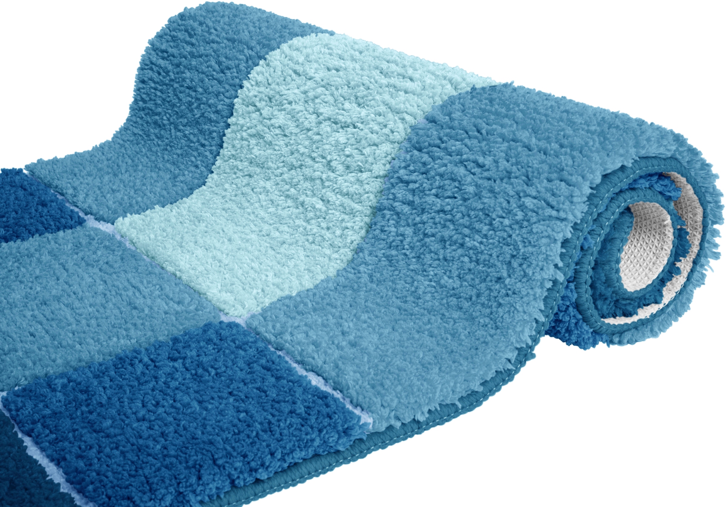 my home Badematte »Pia, Badvorleger, Badezimmer Teppich« Höhe 20 mm rutschhemmend beschichtet fußbodenheizungsgeeignet | schnell trocknend | strapazierfähig Badteppich, karierte Badematten, rechteckig, rund & als 3-tlg. Set