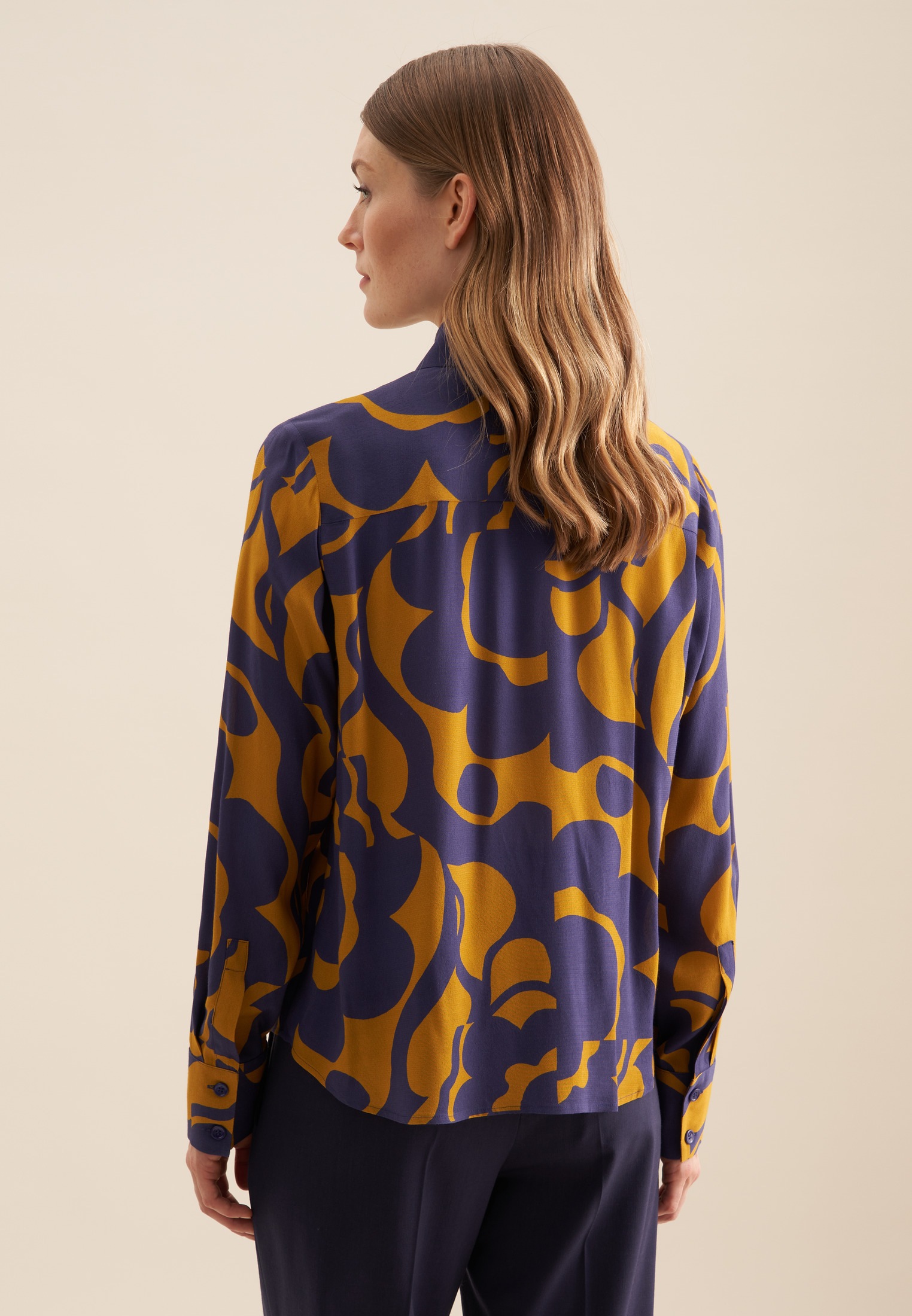 seidensticker Hemdbluse »Schwarze Rose«, Langarm Kragen Geometrische Muster