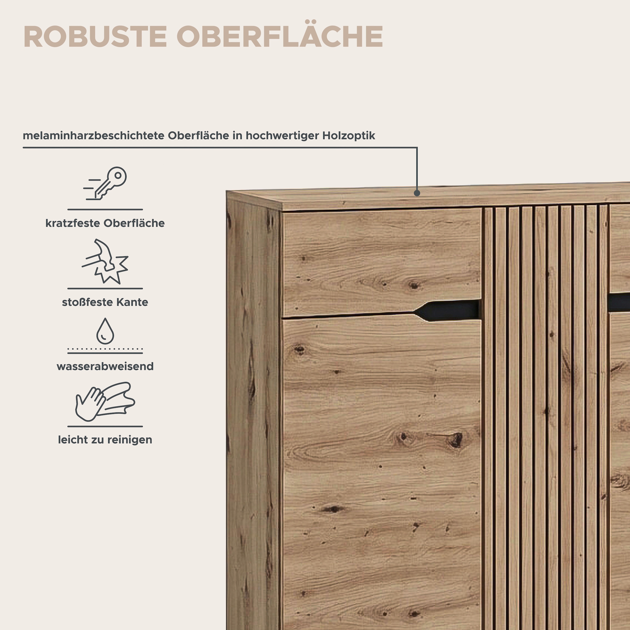 OTTO home Schuhkommode »FJELL, Breite 104cm, 3 Türen, 2 Schubkästen, 6 Einlegeböden, 9 Fächer« Garderobenschrank, Schuhschrank, Kommode, Sideboard, Anrichte
