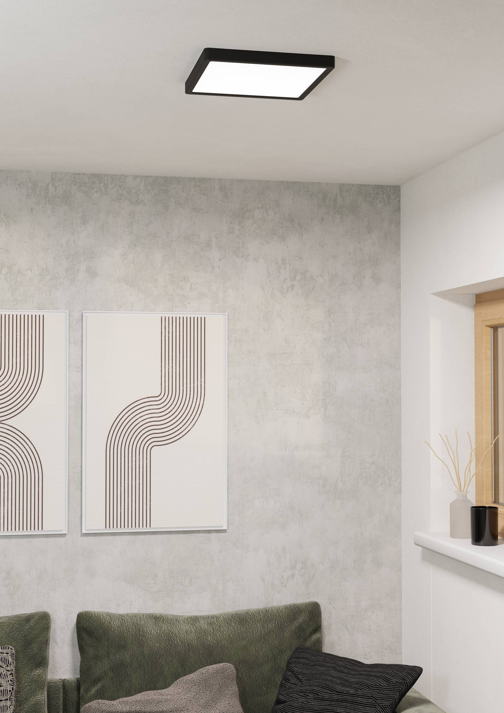 EGLO Aufbauleuchte »Fueva 6 Deckenleuchte, Aufbaulampe, Kunststoff, Deckenbeleuchtung« LED-Modul 1 Stk. Kaltweiß | Neutralweiß | Warmweiß Aufbauleuchte - L29 x B29 x H2,5 cm - schwarz - 13W inkl.