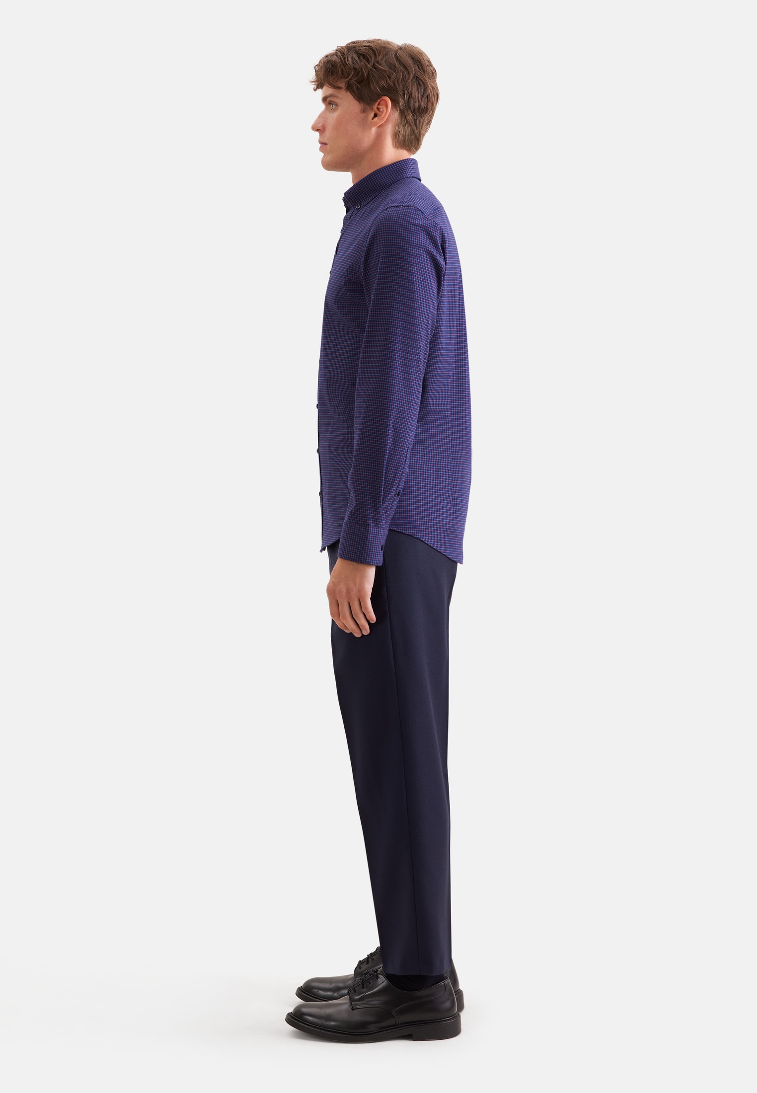 seidensticker Flanellhemd »Schwarze Rose« Shaped 1/1 Button-Down-Kragen Karo