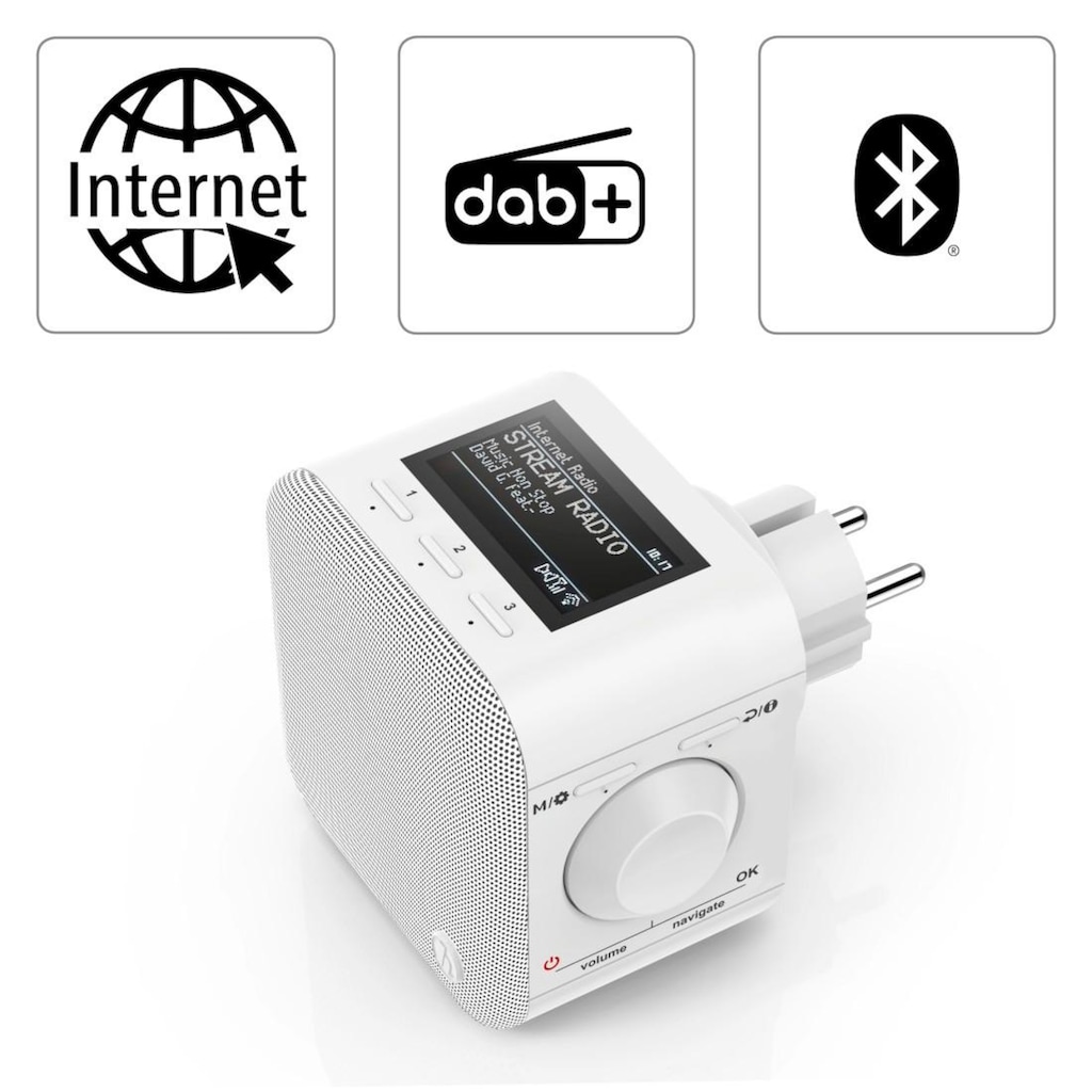 Hama Digitalradio (DAB+) »Internetradio Digitalradio m. Stecker WLAN/Bluetooth/DAB+Spotify+App«, (WLAN-Bluetooth Digitalradio (DAB+)-FM-Tuner-Internetradio 5 W)