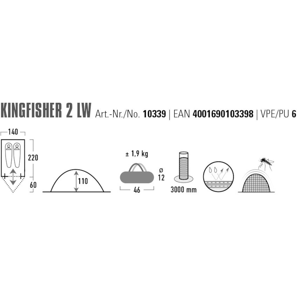 High Peak Kuppelzelt »Kingfisher 2 LW«, 2 Personen