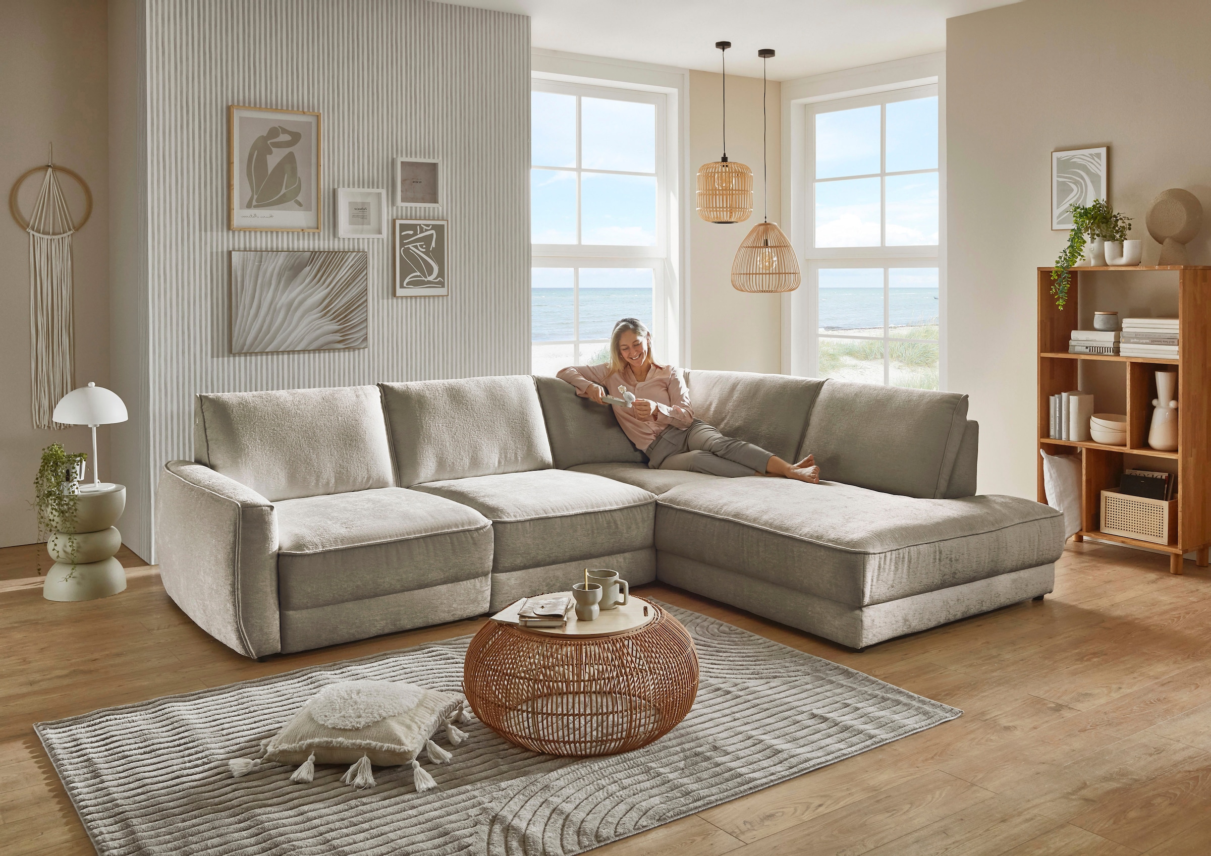 Die PlanBar Ecksofa »ZE-EM24139, L-Form, B: 310 cm« SoftSitz-Kaltschaumpolsterung, 1 o. 3 Sitztiefenverstellungen wählbar