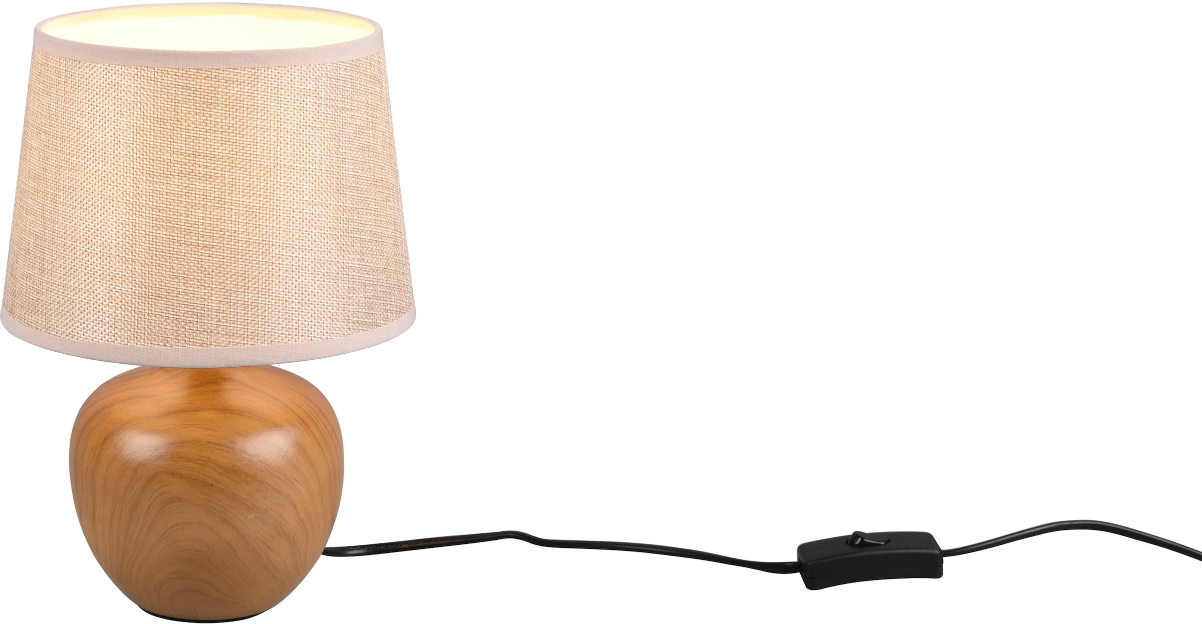 TRIO Leuchten Schreibtischlampe »Luxor«, Keramik Tischleuchte in Holzoptik, mit Stoffschirm, für Leuchtmittel 1 x E14