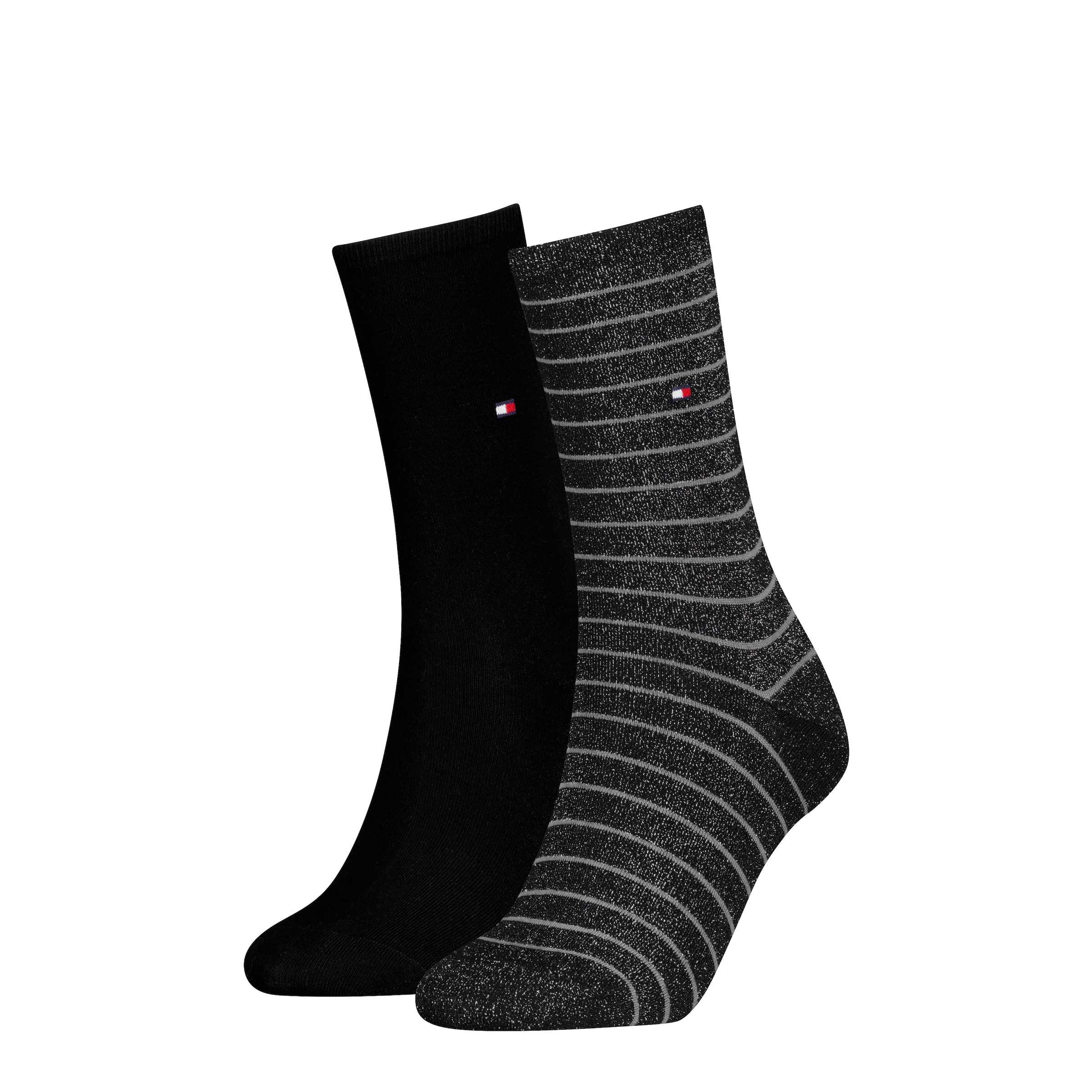 Tommy Hilfiger Socken »TH WOMEN SOCK 2P SMALL STRIPE« 2 Paar, 2 Paar tlg. mit schmalem Rippenbündchen, meliert, gestreift