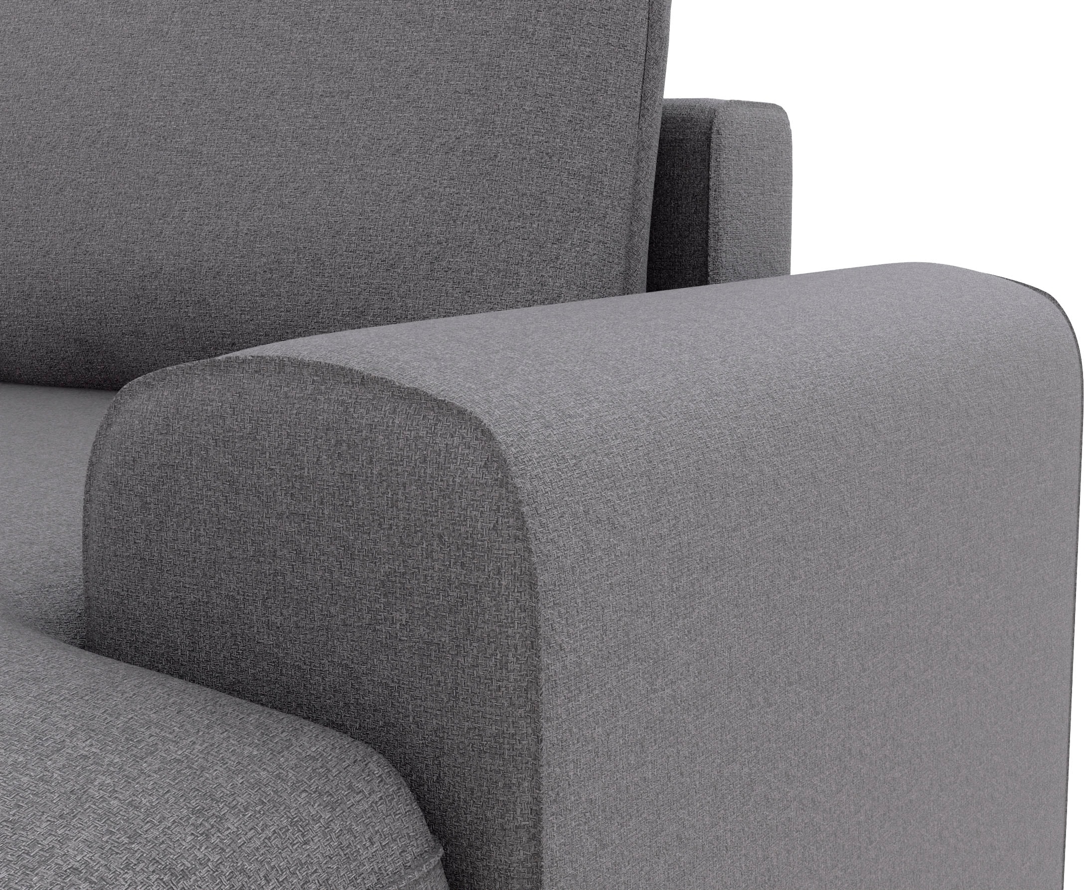 TRENDMANUFAKTUR Ecksofa »Fordon, Schlafsofa mit Bettkasten, Couch in L-Form, Breite 250 cm« in Struktur LUMOS, 3D-Effekt, anthrazit, Recamiere links