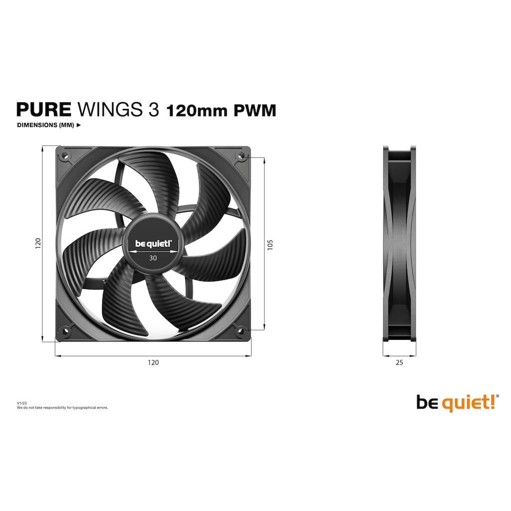 be quiet! Gehäuselüfter »Pure Wings 3 120mm PWM«