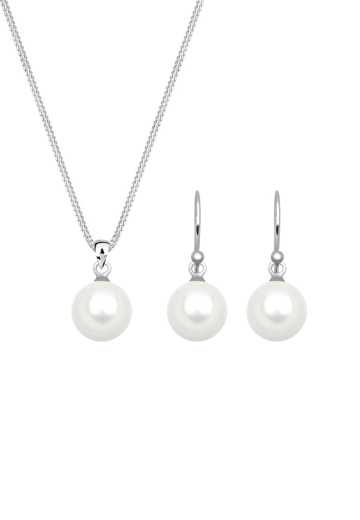 Elli Ohrring und Ketten Set »Schmuckset Muschelkernperle Weiß 925 Sterling Silber« ()