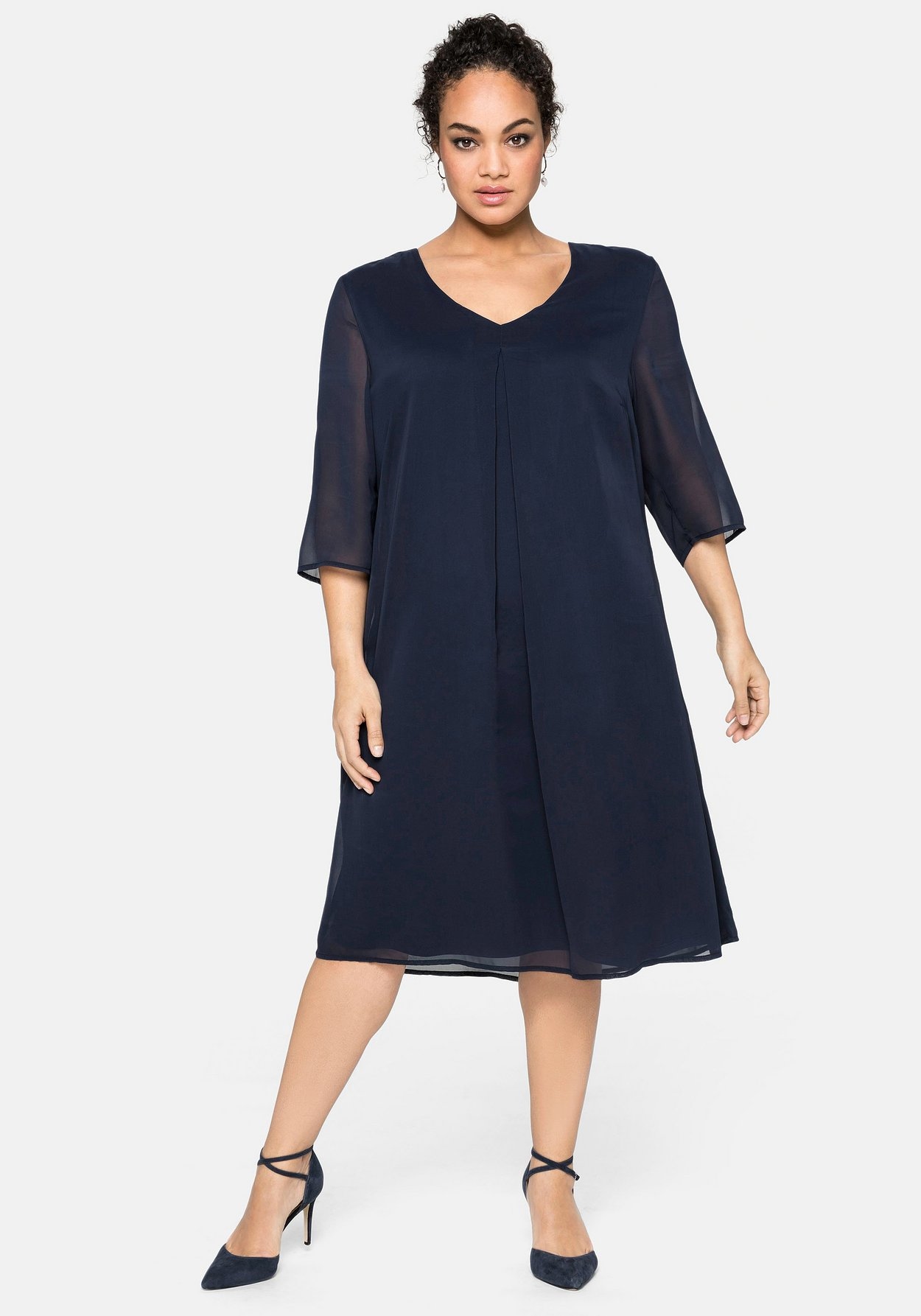 Sheego Cocktailkleid »Kleid im Layerlook, aus Chiffon und Viskose«