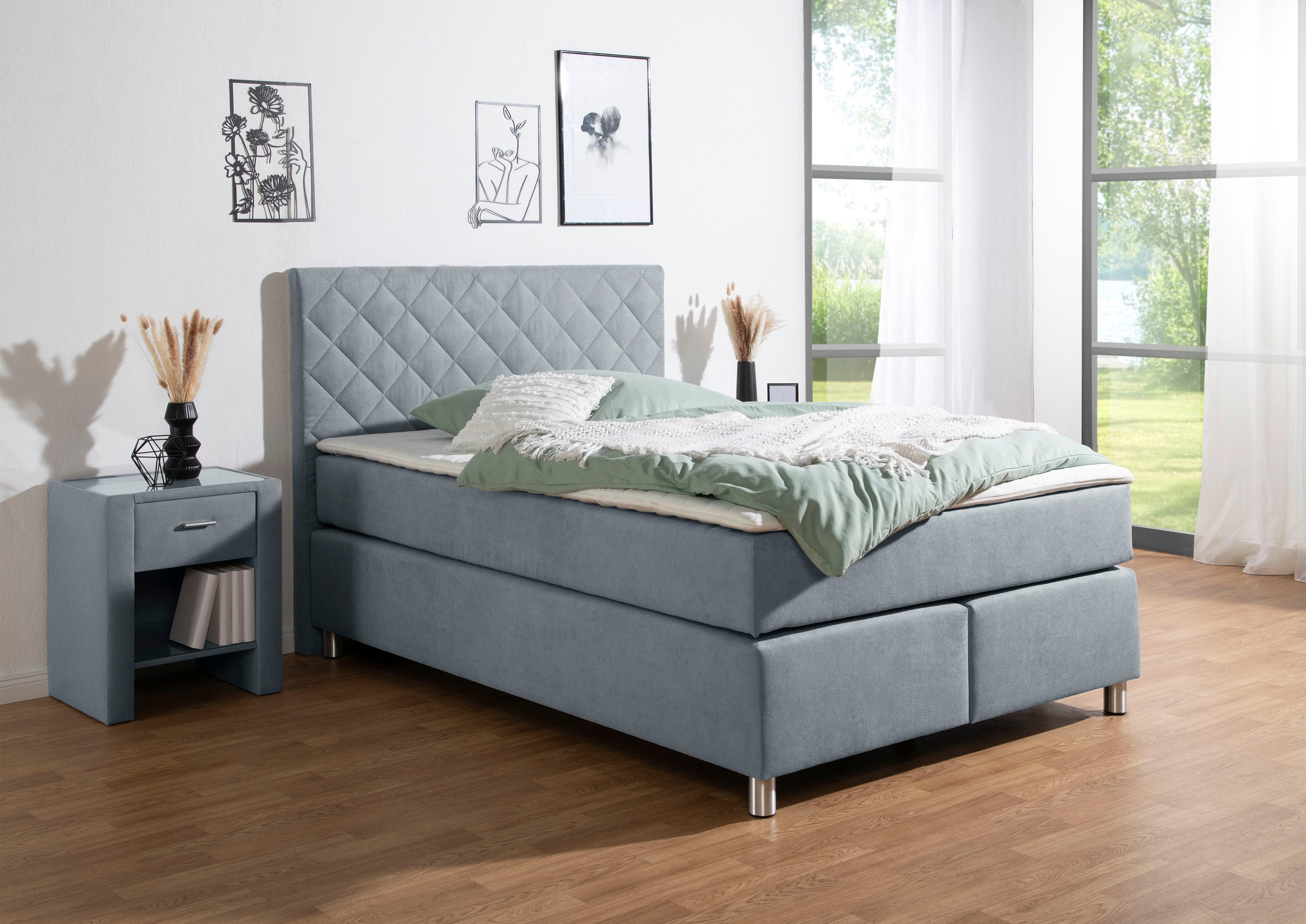 Leonique Boxspringbett »Bernard, in verschiedenen Breiten«, inkl. Topper, Matratze in H2, H3 oder H4 erhältlich