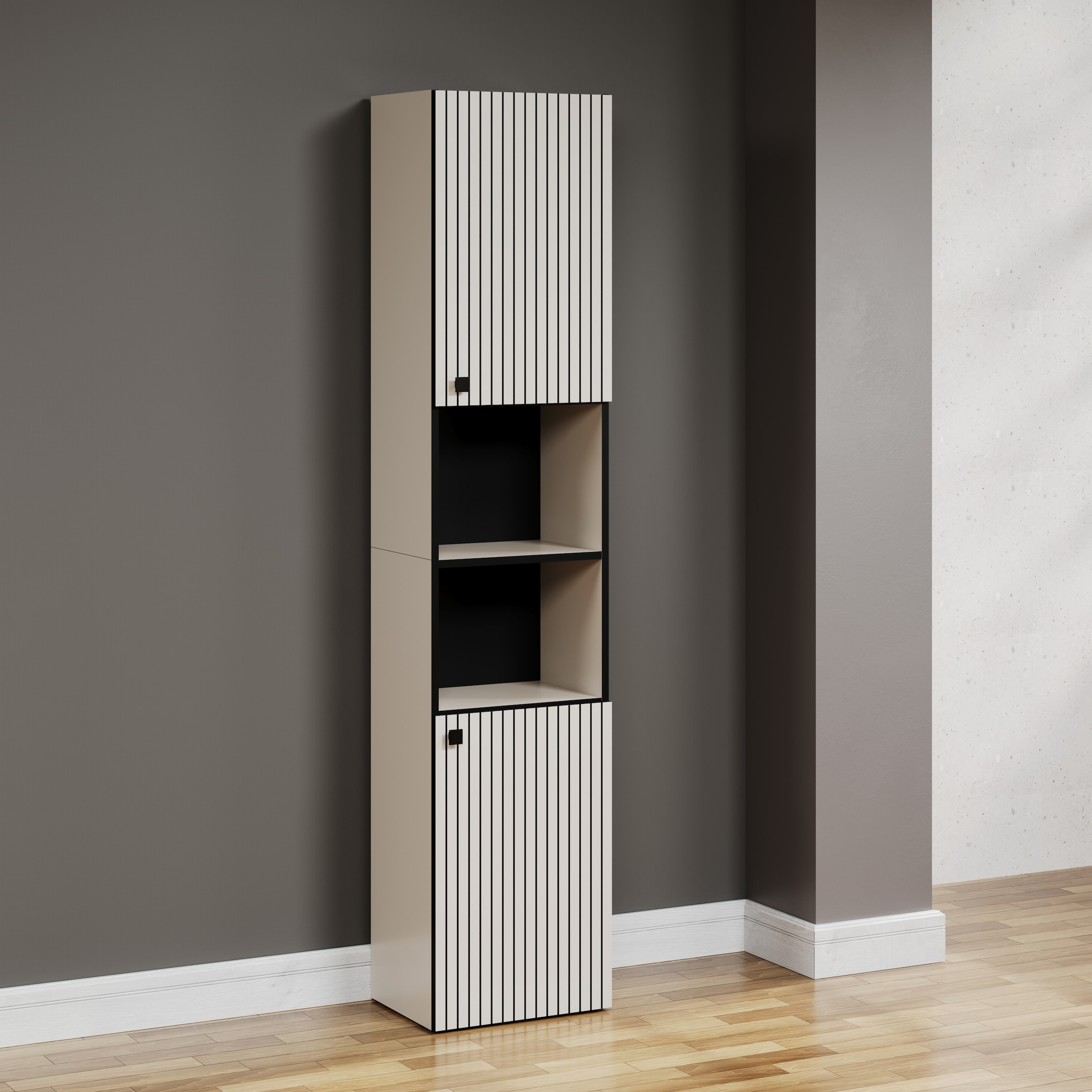 welltime Hochschrank »Amrum«, (1 St.), Breite 40cm, geräumiger Hochschrank Eiche Rillenoptik Badschrank