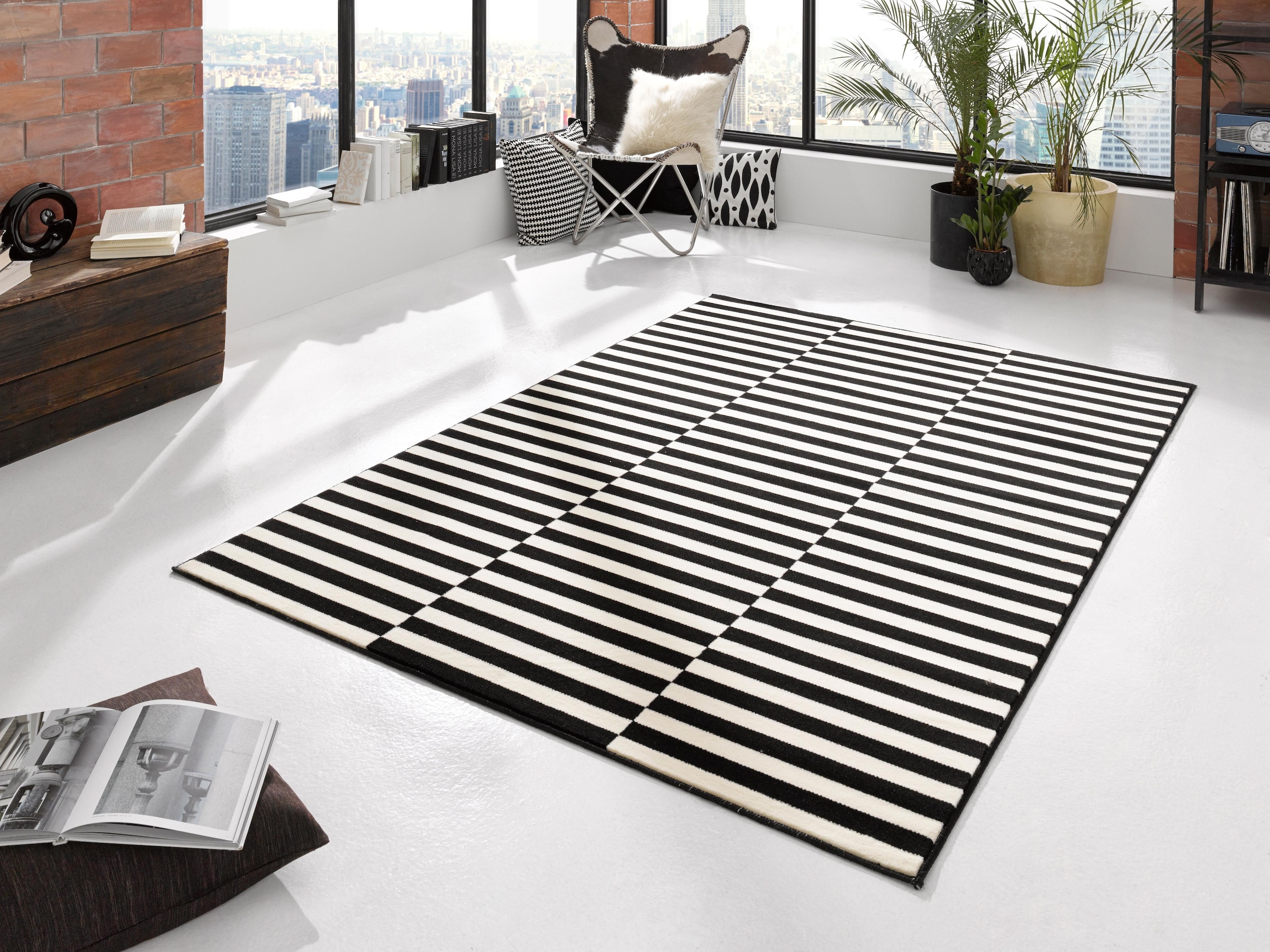 HANSE Home Teppich »Panel«, ringsum Design, Kurzflor, Gekettelt, rechteckig, Linien, Robust Streifen