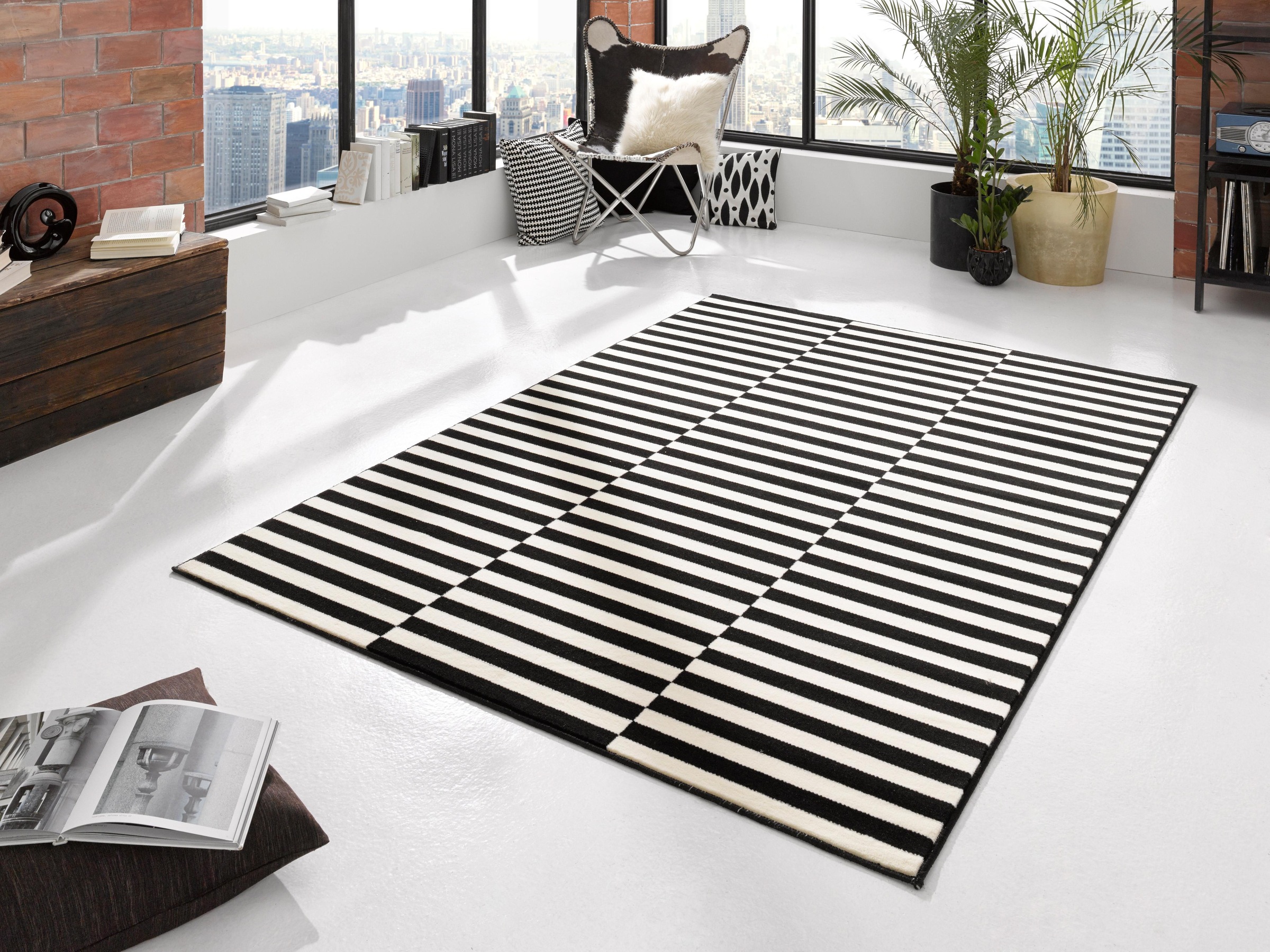 HANSE Home Teppich »Panel«, rechteckig, 9 mm Höhe, Kurzflor, Läufer, Streifen, Linien, ringsum gekettelt, robust